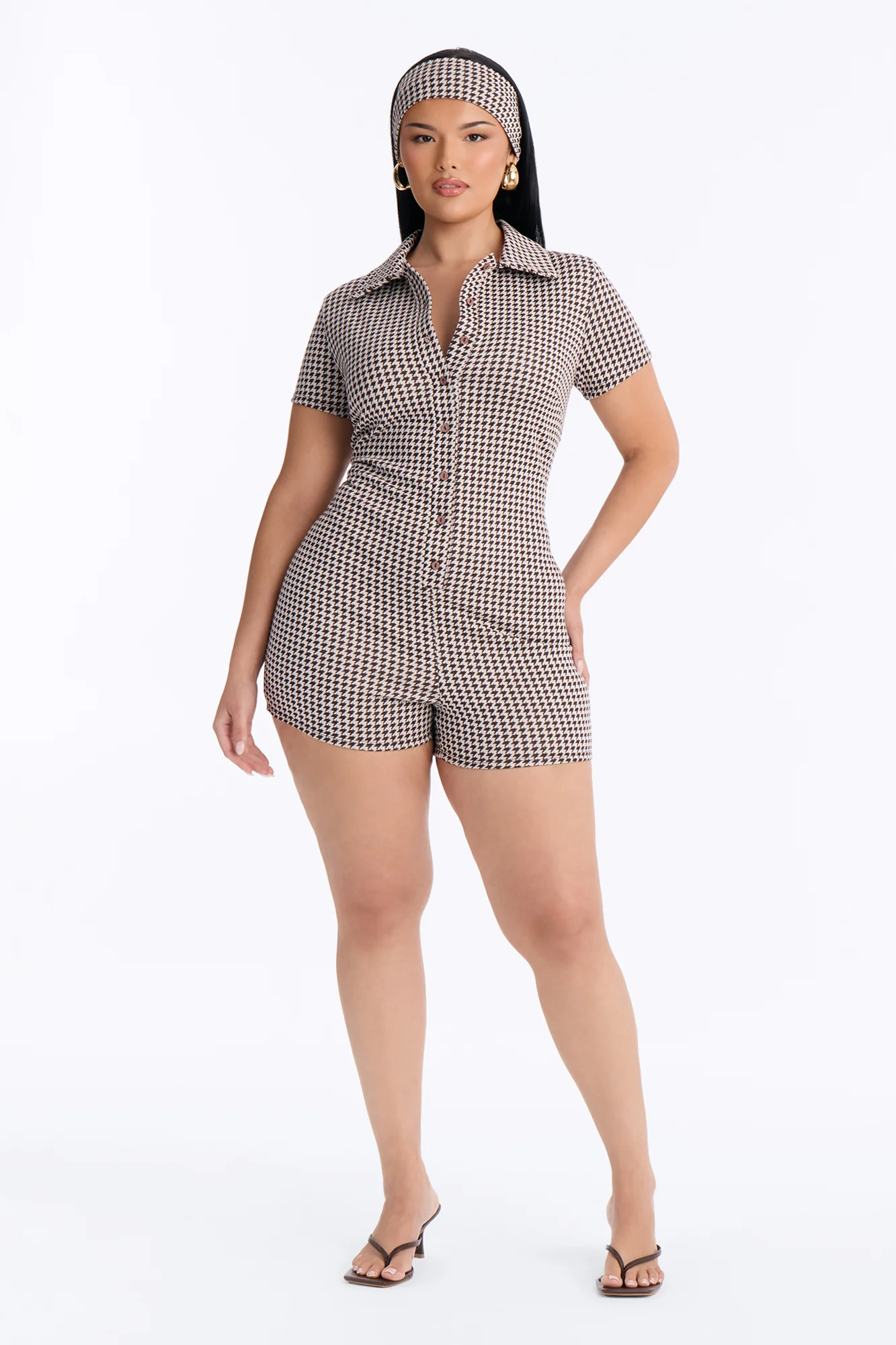 Polished And Paid 2 Piece Short Sleeve Romper - Chocolate - Image 6