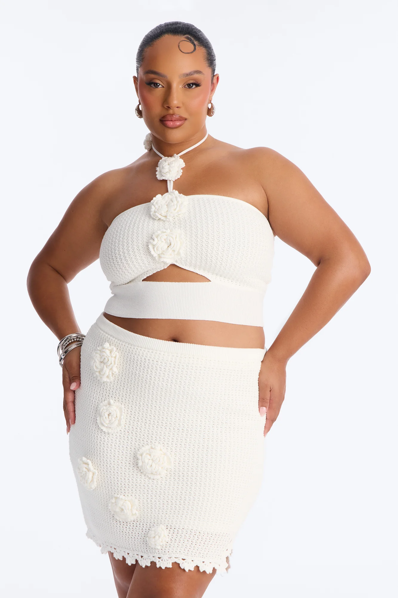 Poppy Crochet Mini Skirt Set - White - Image 6