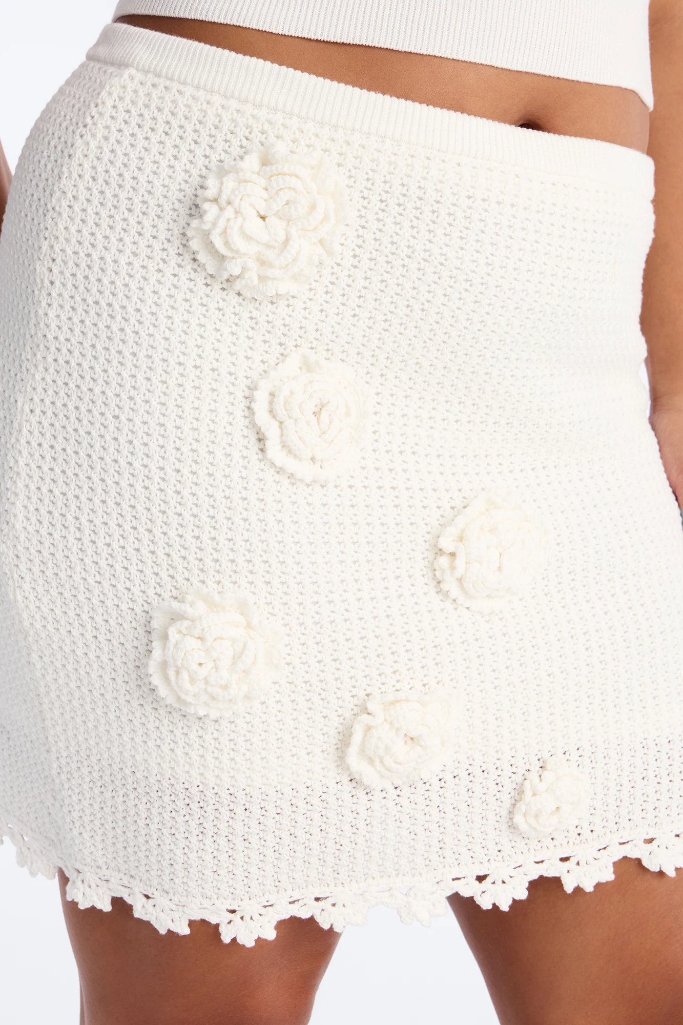 Poppy Crochet Mini Skirt Set - White - Image 8