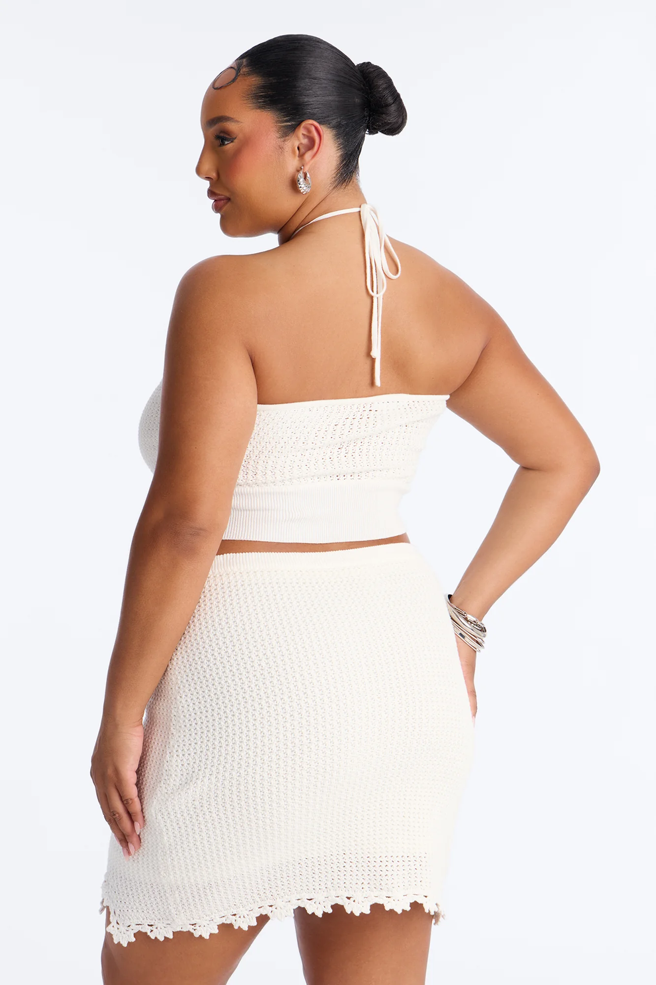 Poppy Crochet Mini Skirt Set - White - Image 9