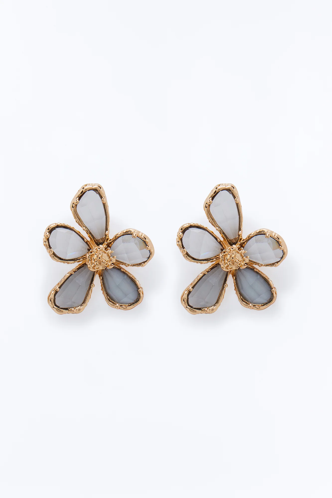 Poppy Floral Earrings - Gold/Blue - Image 3
