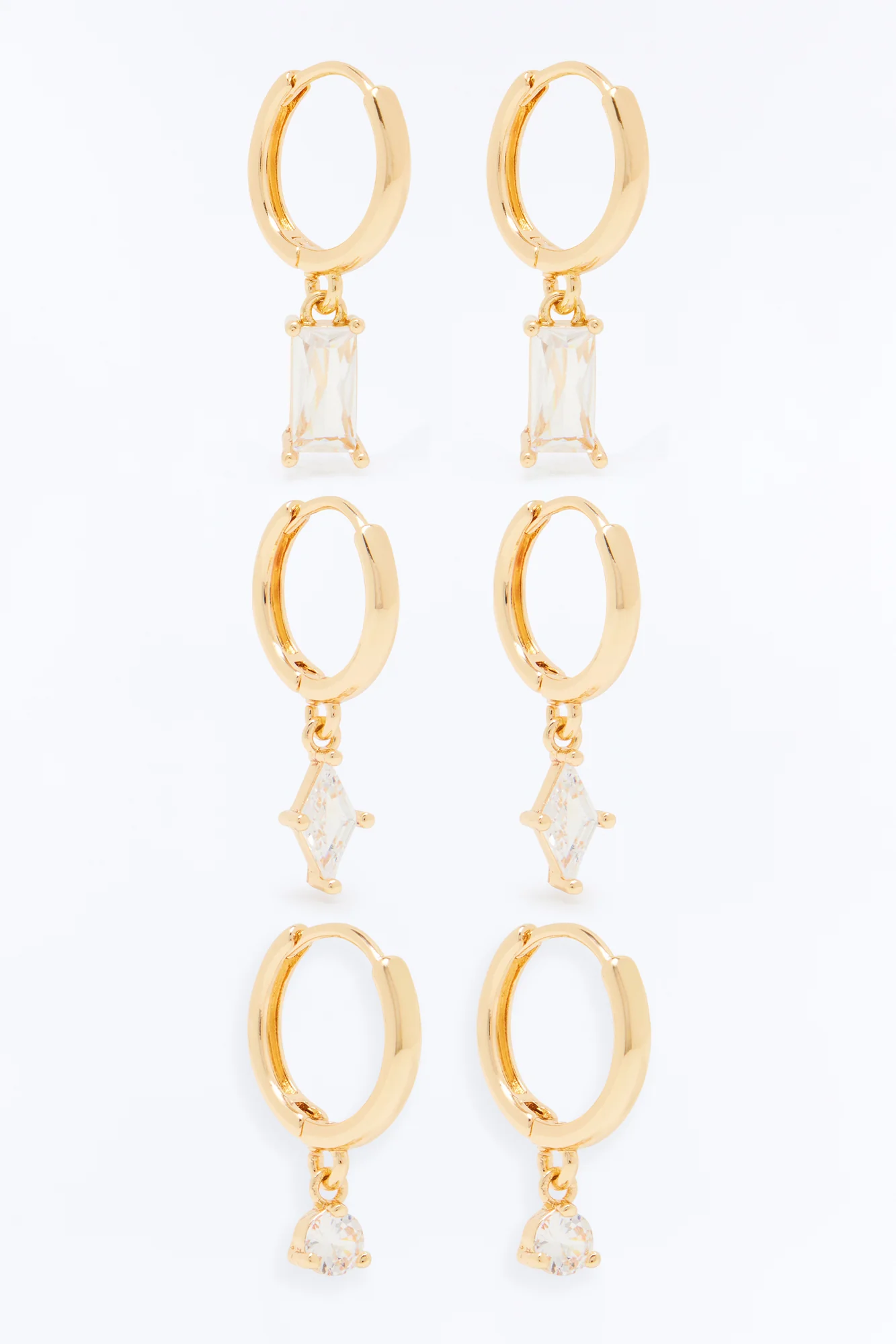 Poppy Rhinestone 3 Pair Multi Earring Set - Gold - Image 3