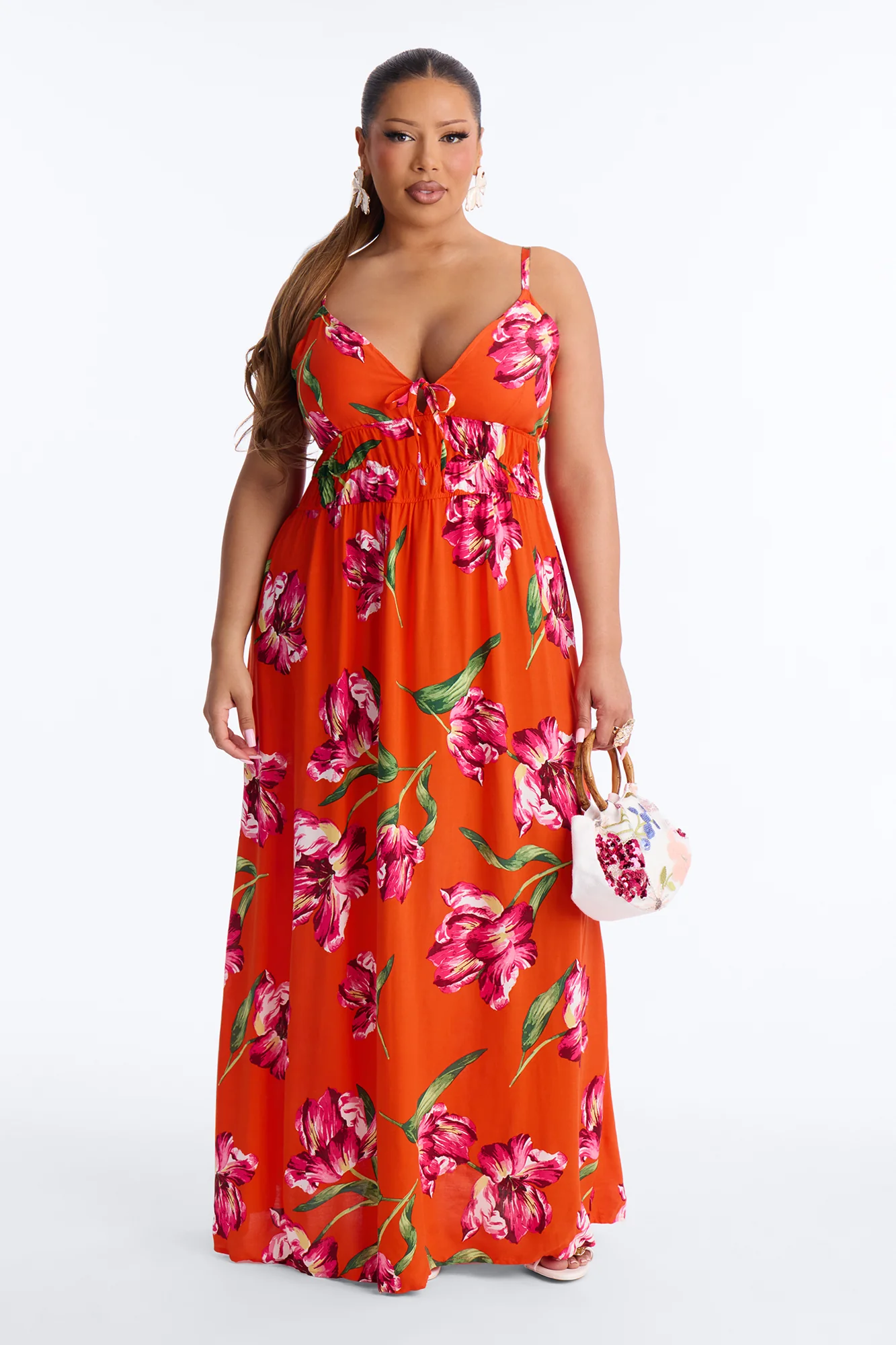 Posie Printed Flowy Maxi Dress - Red/combo - Image 5