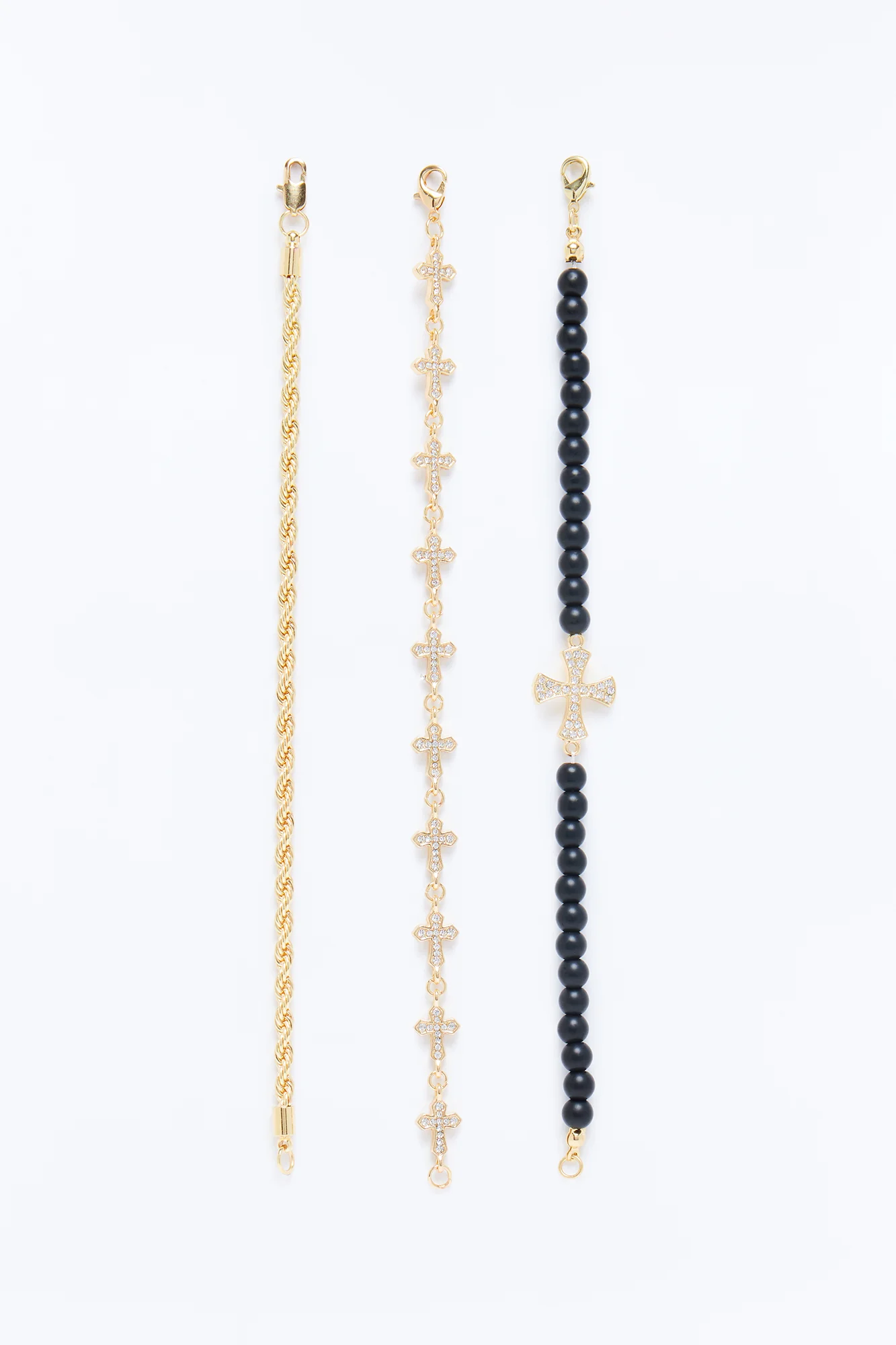 Pray For Faith Iced Cross Bracelet Set - Gold - Image 2