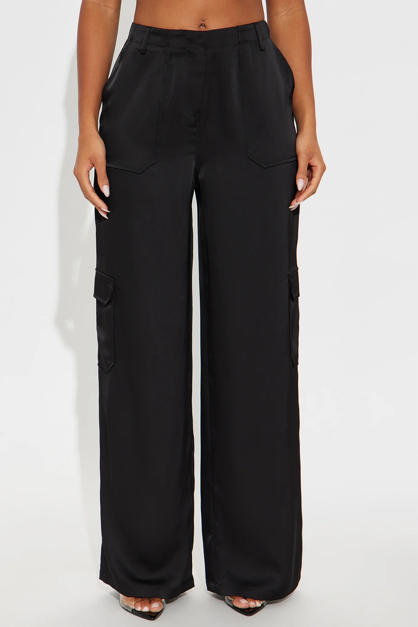 Pretty Girl Satin Cargo Pant - Black - Image 2
