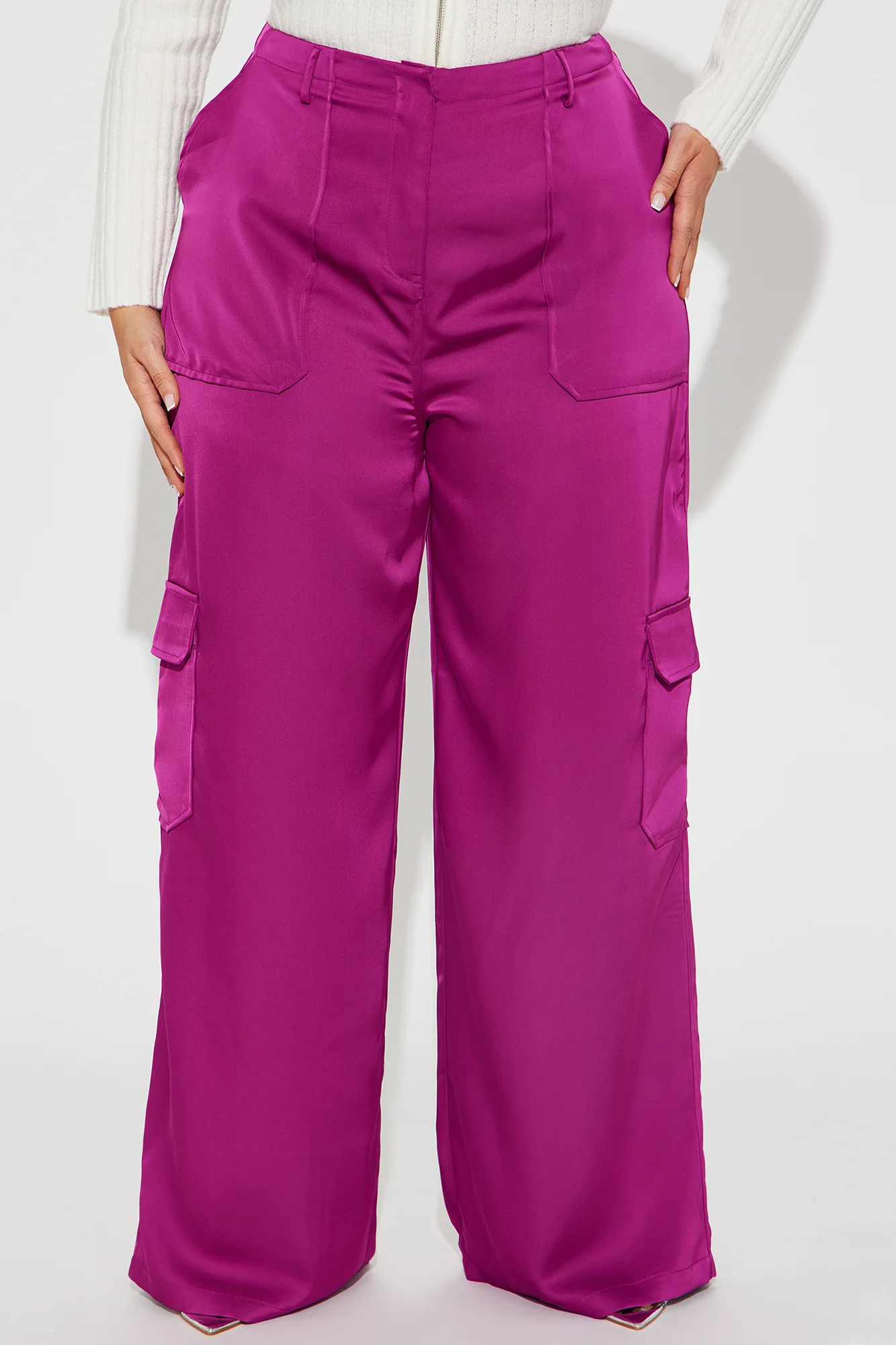 Pretty Girl Satin Cargo Pant - Magenta - Image 5