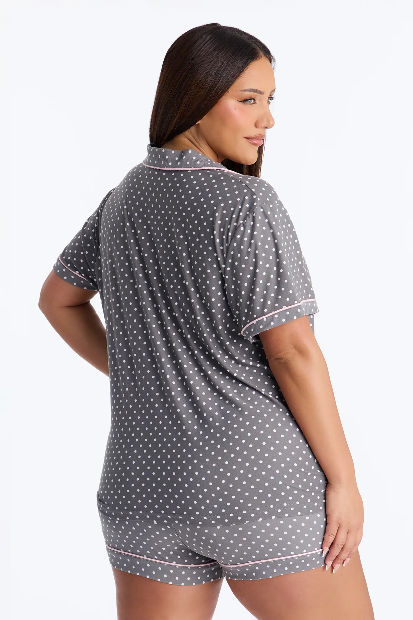 Pretty In Polka Dots 2pc PJ Short Set - Grey/combo - Image 6