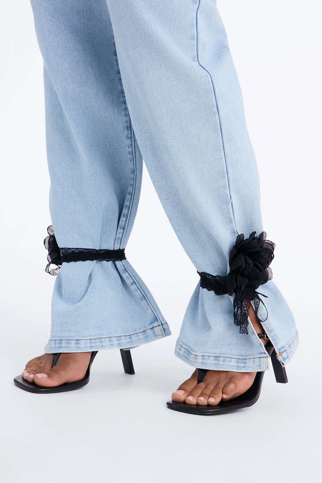 Pretty Little Ties Denim Pant Set - Light Wash - Image 7