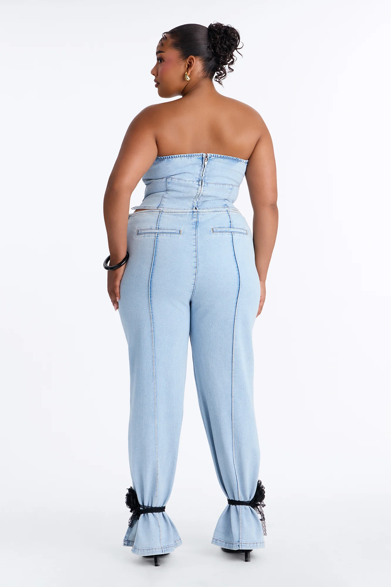 Pretty Little Ties Denim Pant Set - Light Wash - Image 8