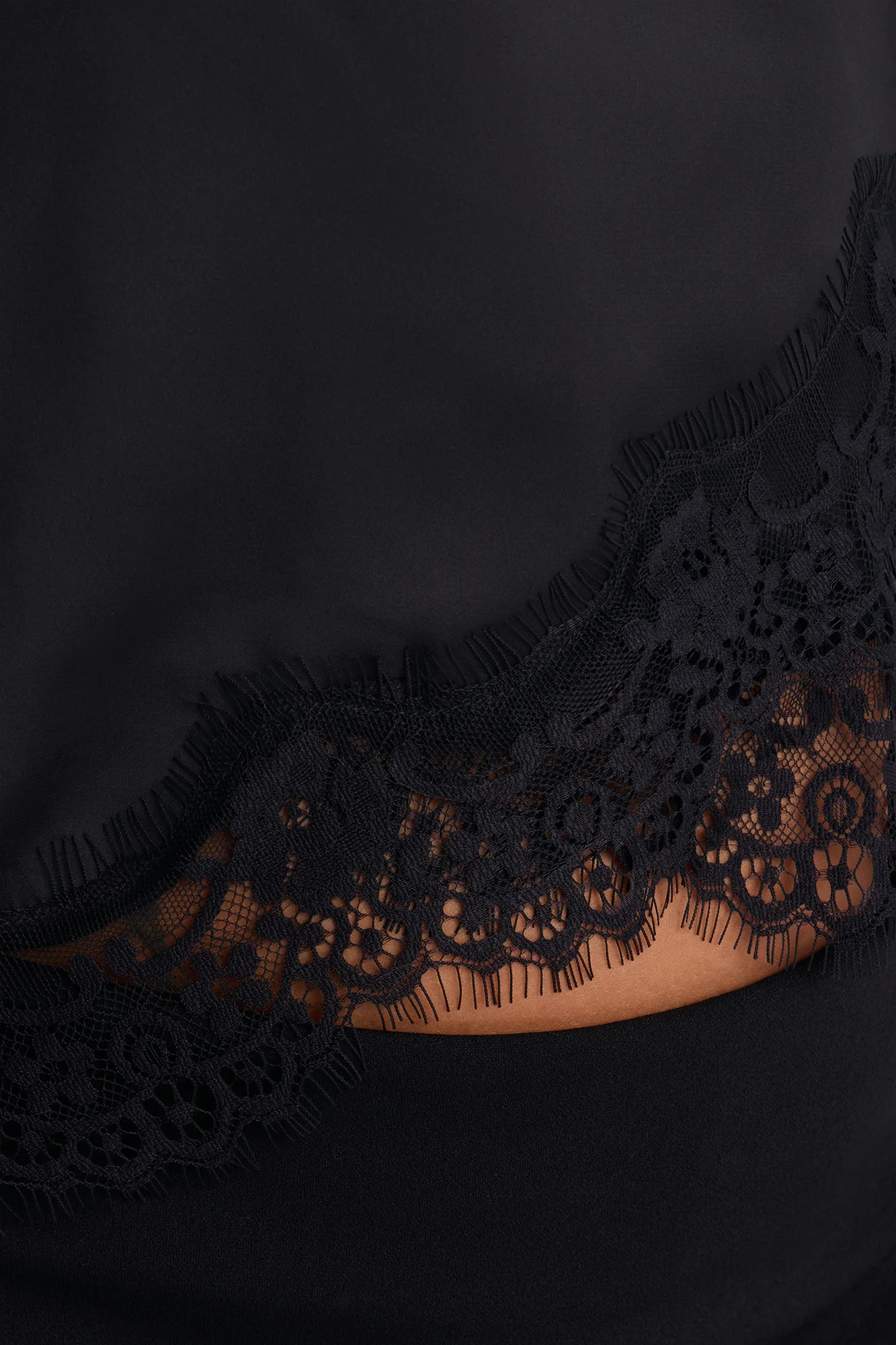 Pretty Poison Lace Trim Satin Tube Top - Black - Image 9
