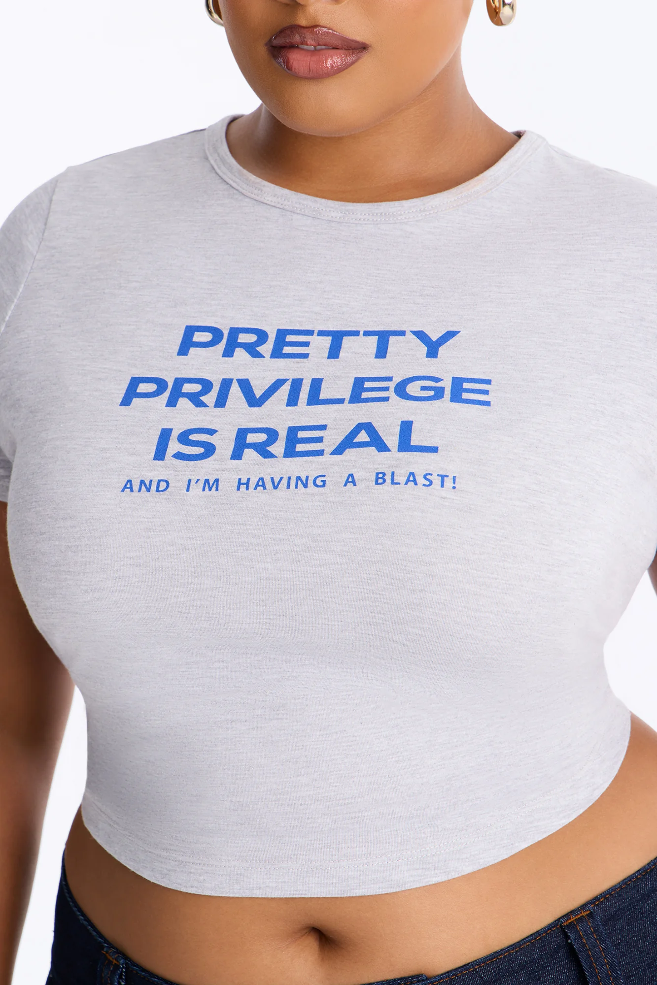Pretty Privilege Is Real Baby Tee - Heather Grey - Image 7