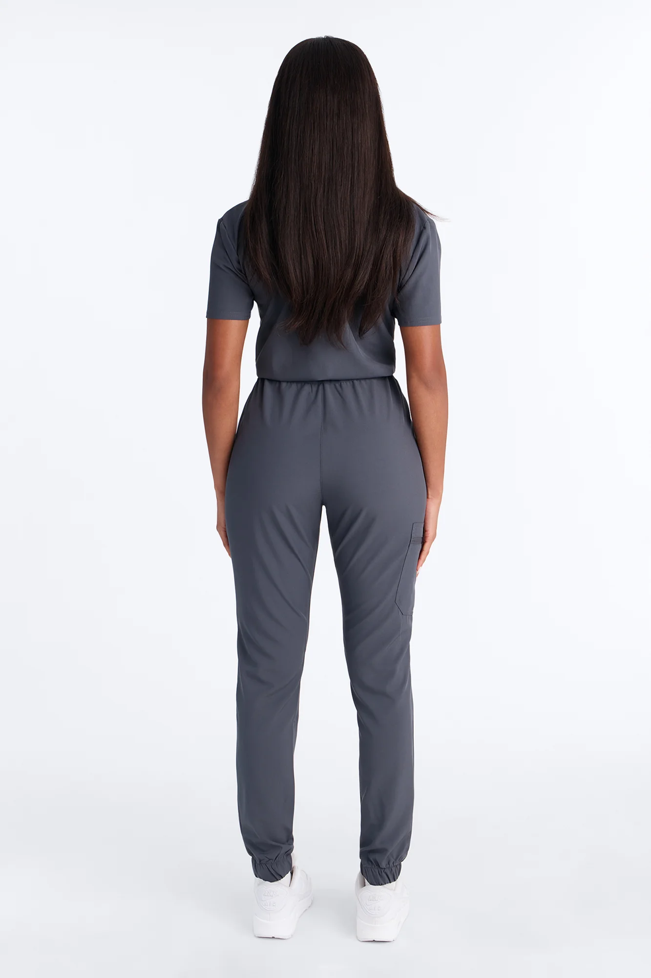 Prime Care Belted Uniform Scrub Jumpsuit - Charcoal - Image 3