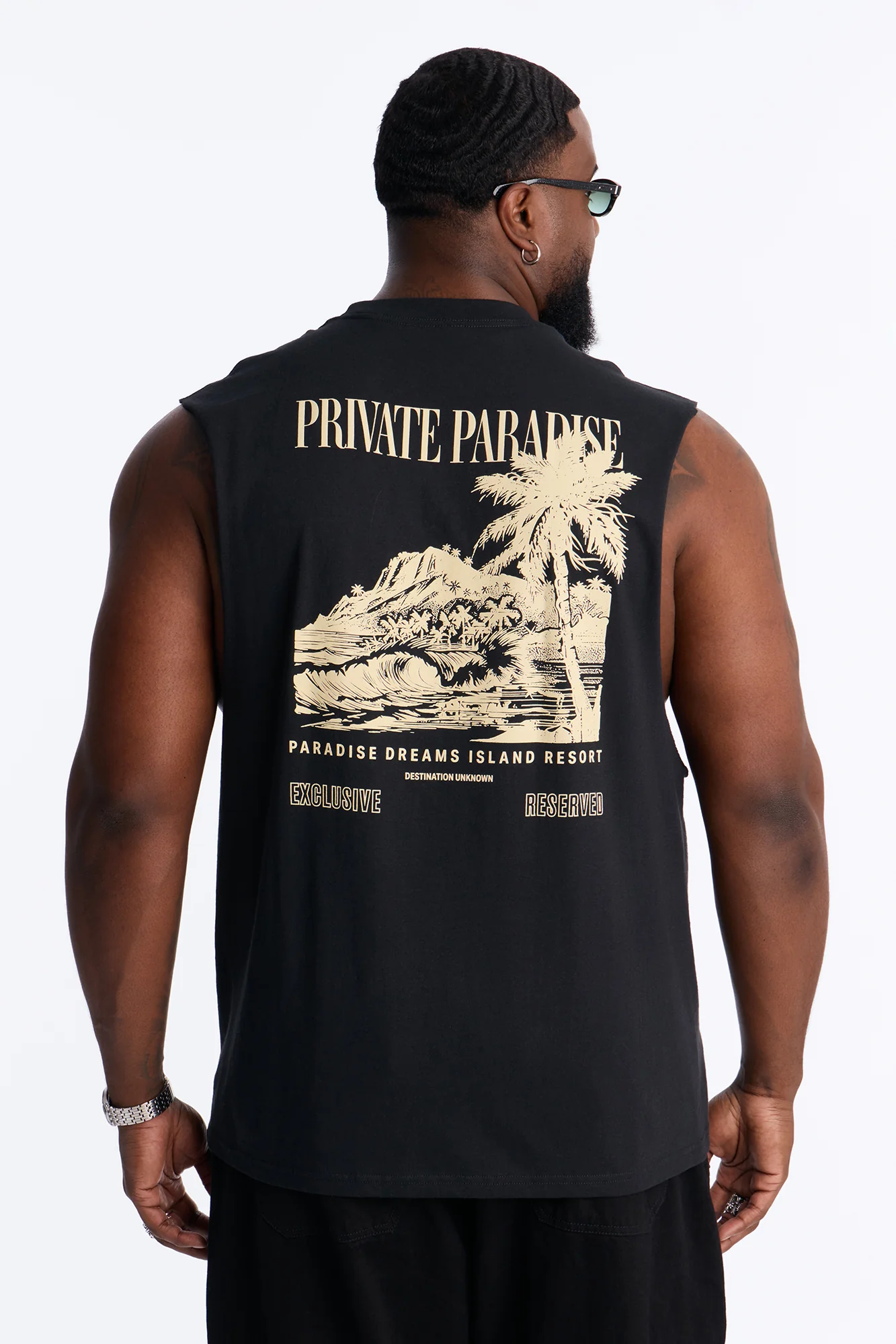 Private Paradise Muscle Tee - Black - Image 5