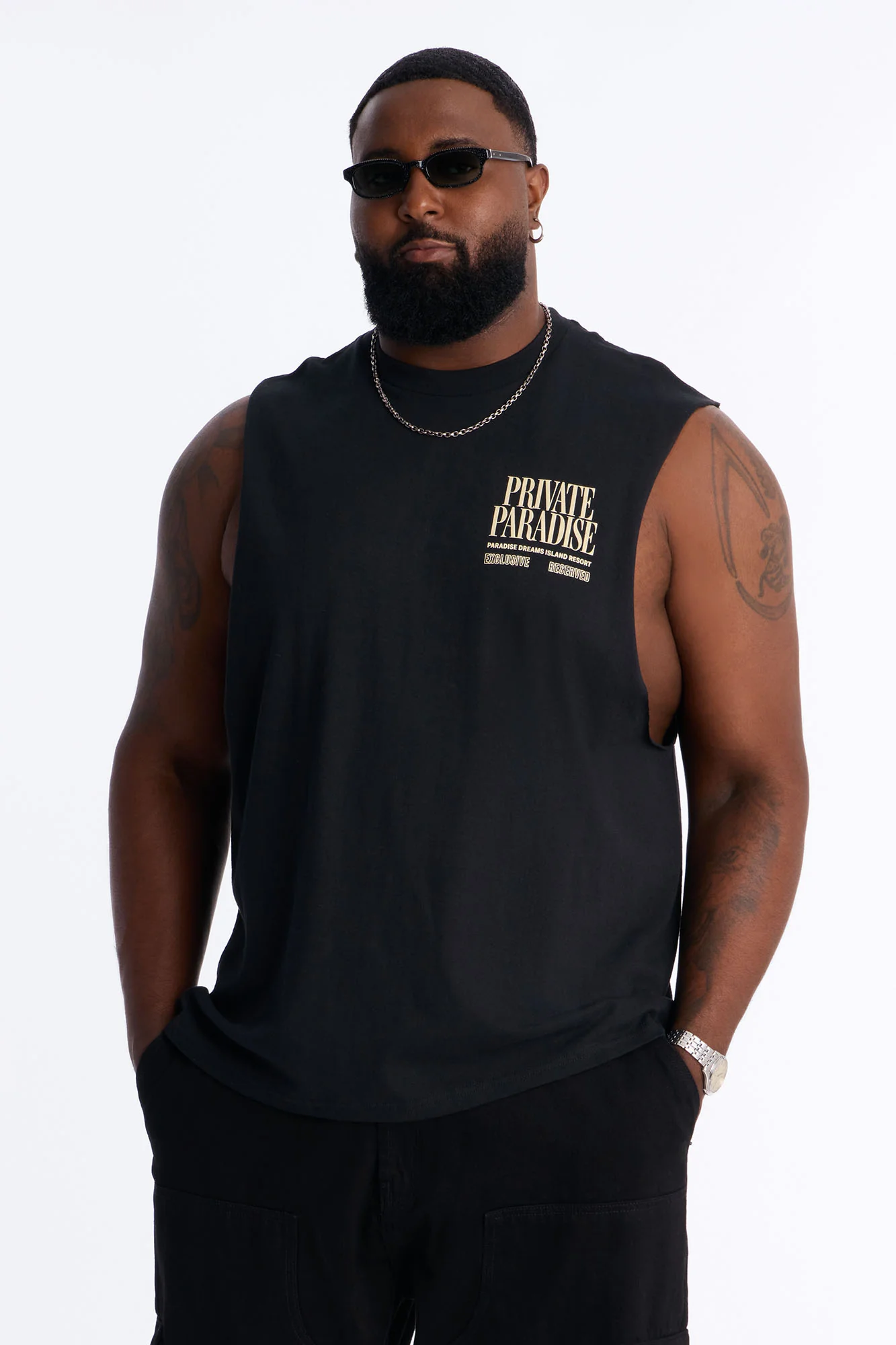 Private Paradise Muscle Tee - Black - Image 8