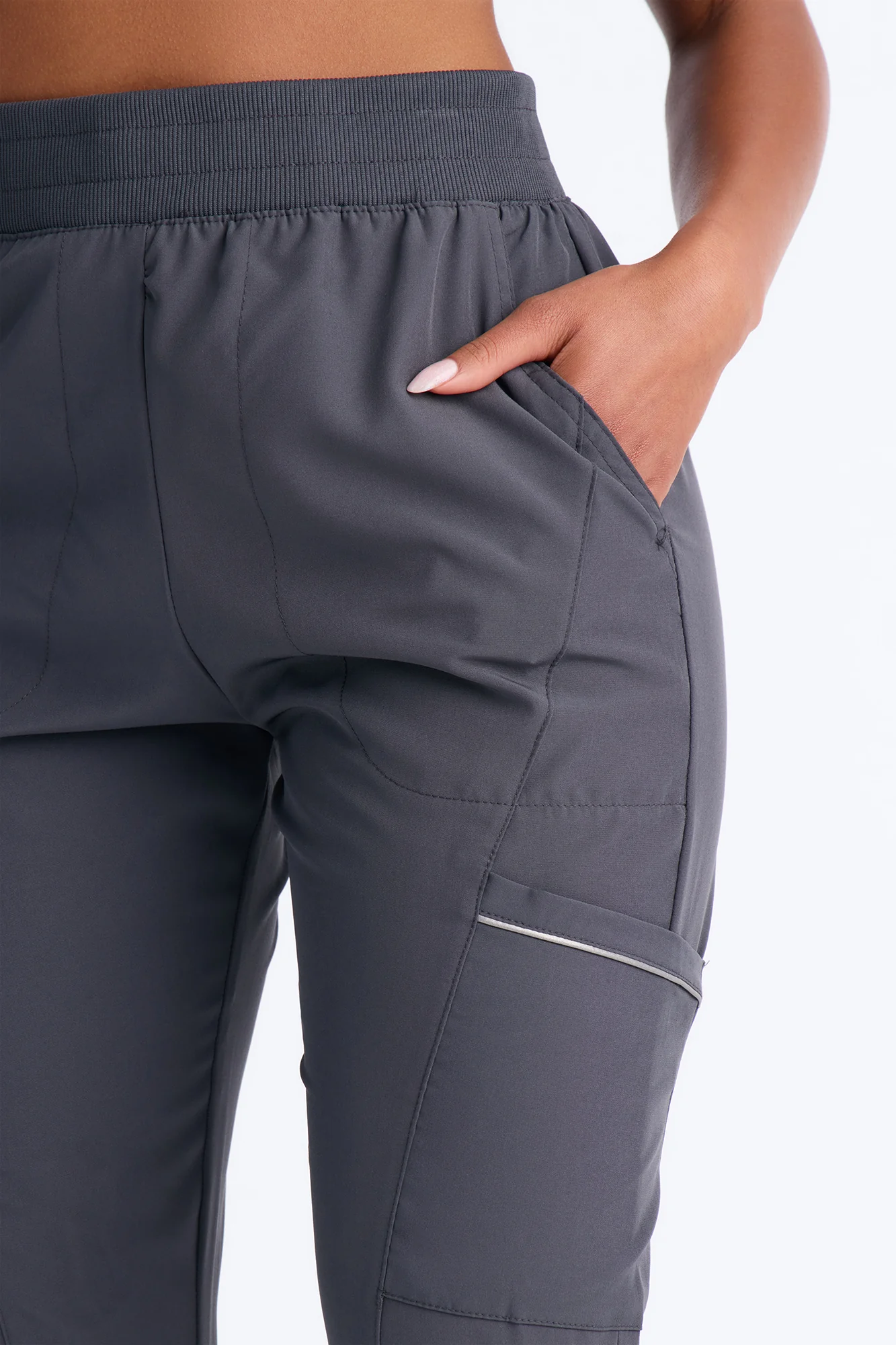 Pro Care Reflective Piping Jogger Uniform Scrub Bottoms - Charcoal - Image 3