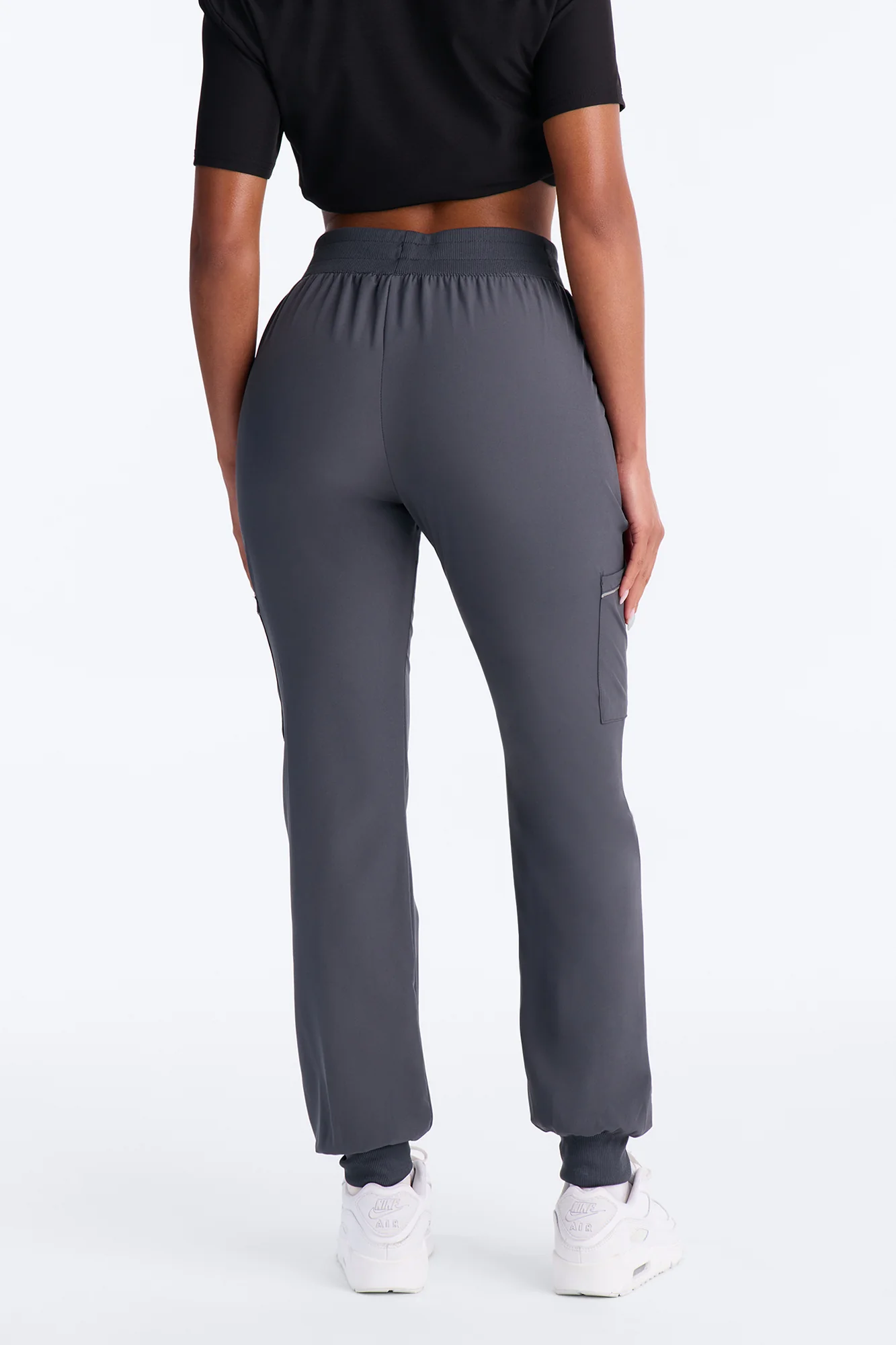 Pro Care Reflective Piping Jogger Uniform Scrub Bottoms - Charcoal - Image 4