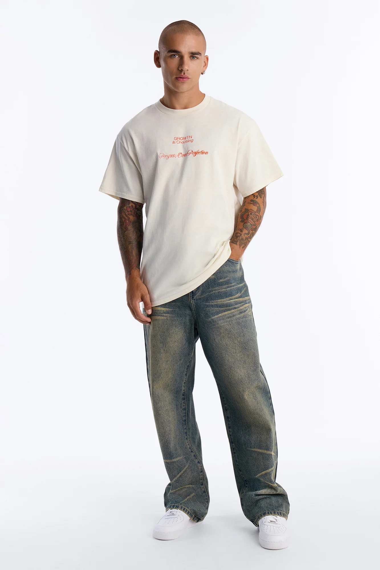 Progress Is Choosing Oversized Short Sleeve Tee - Cream - Image 2
