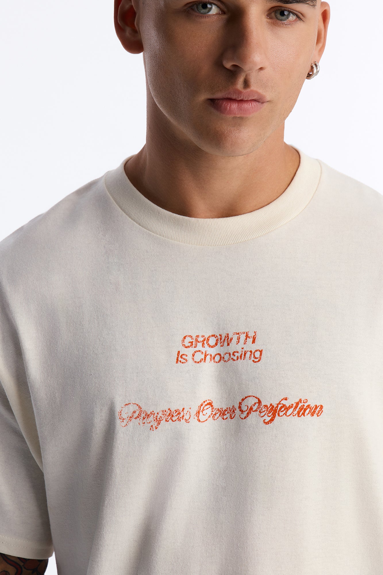 Progress Is Choosing Oversized Short Sleeve Tee - Cream - Image 3