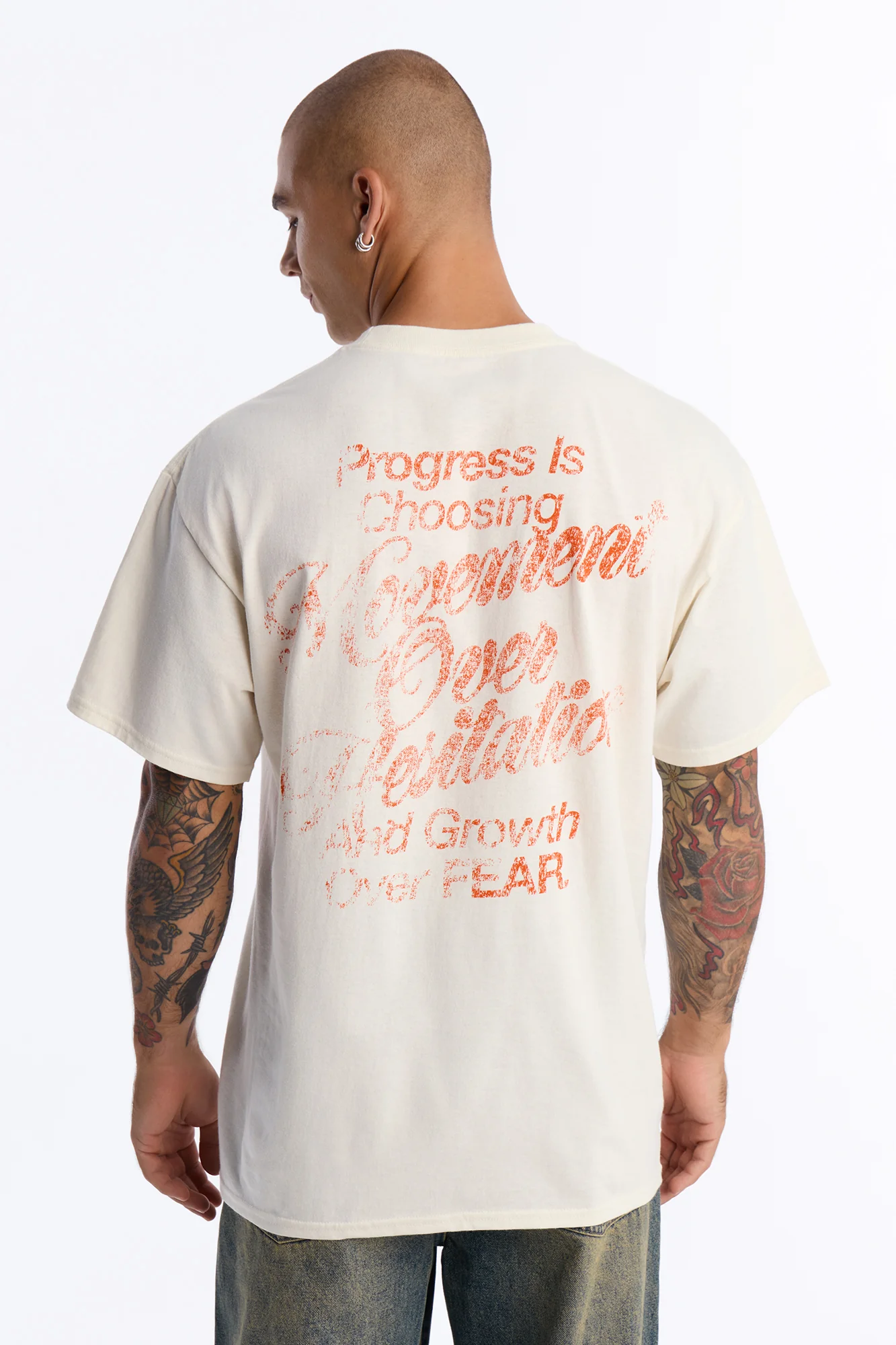 Progress Is Choosing Oversized Short Sleeve Tee - Cream - Image 4