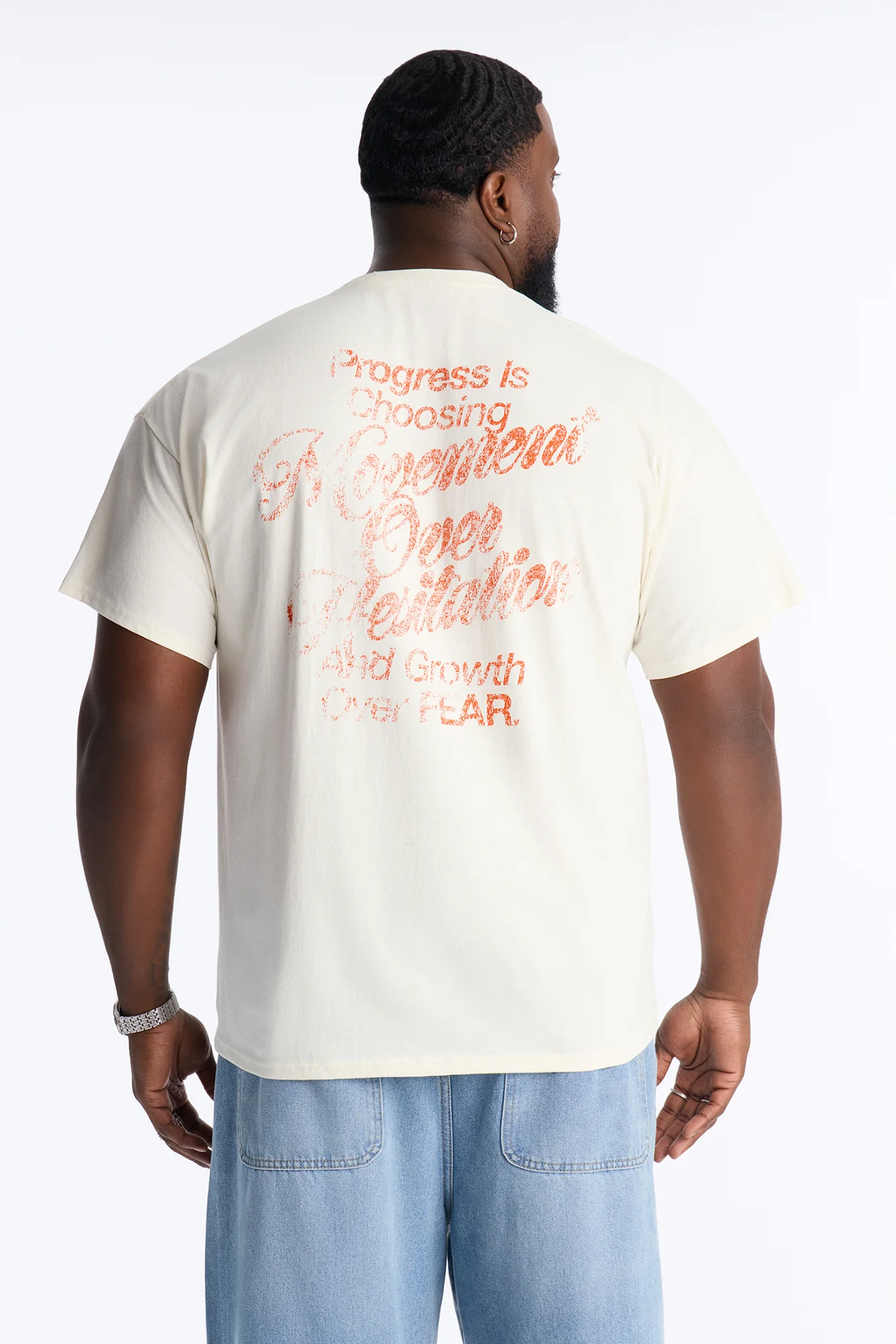 Progress Is Choosing Oversized Short Sleeve Tee - Cream - Image 5