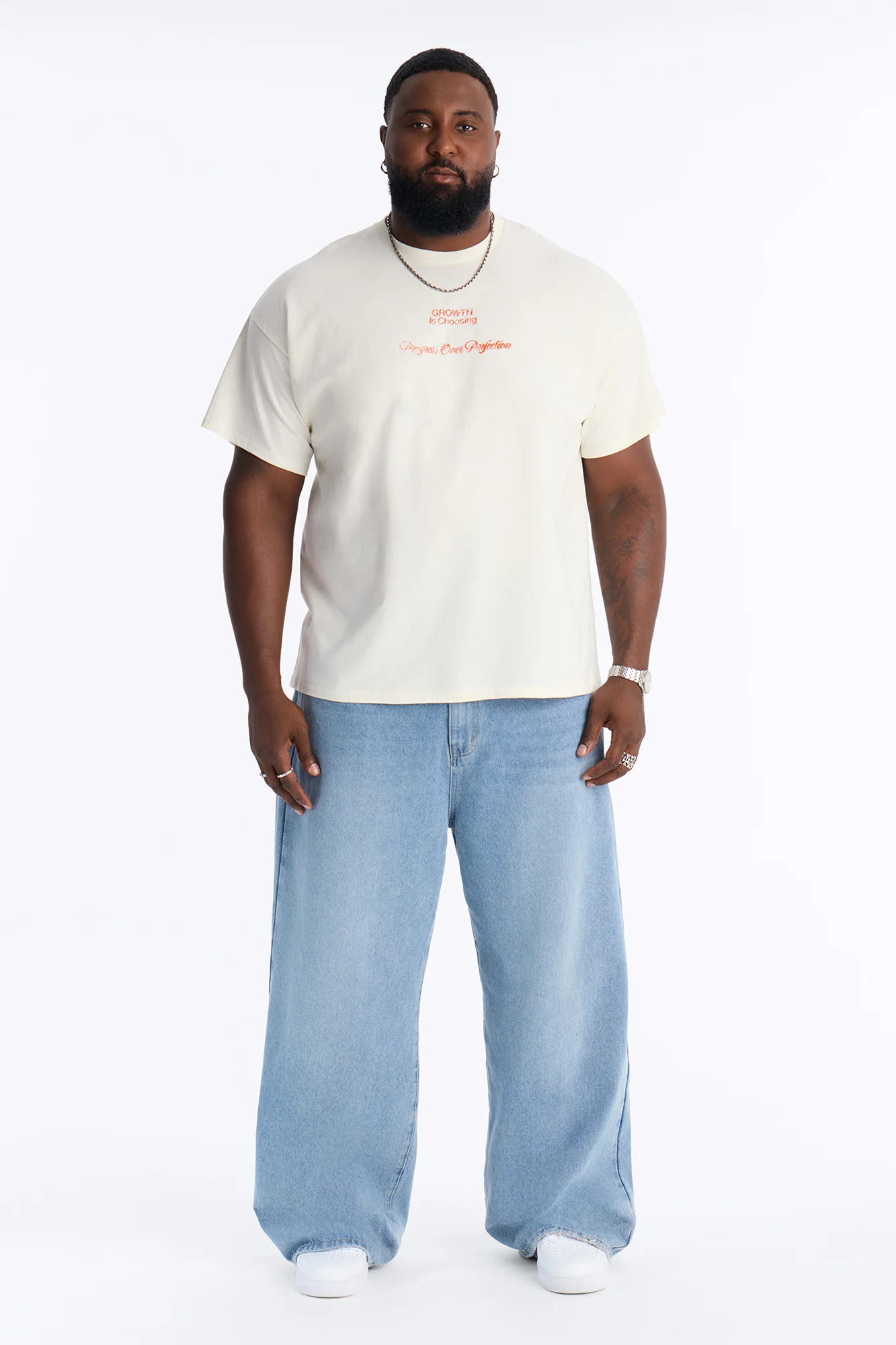 Progress Is Choosing Oversized Short Sleeve Tee - Cream - Image 6