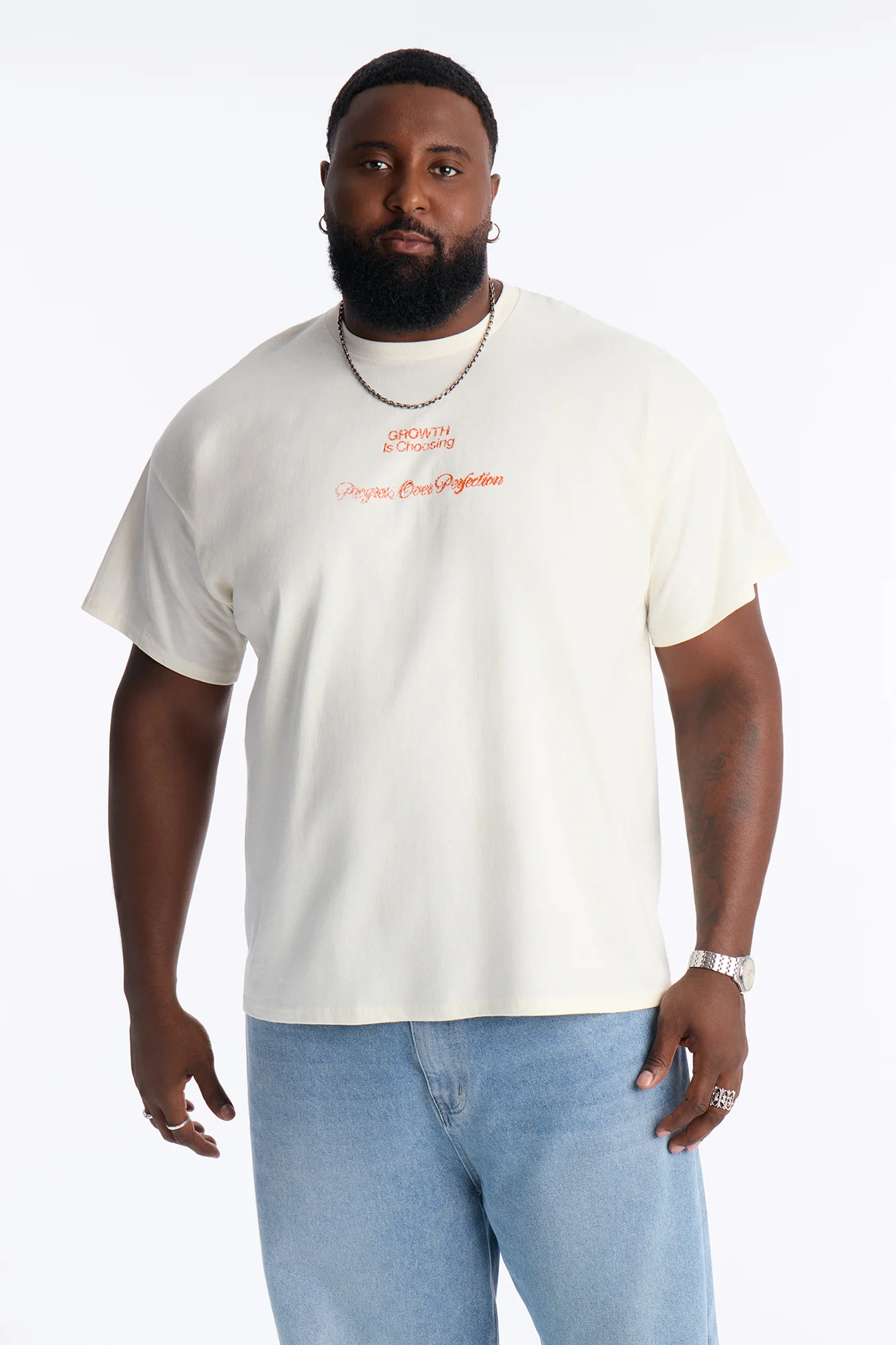 Progress Is Choosing Oversized Short Sleeve Tee - Cream - Image 8
