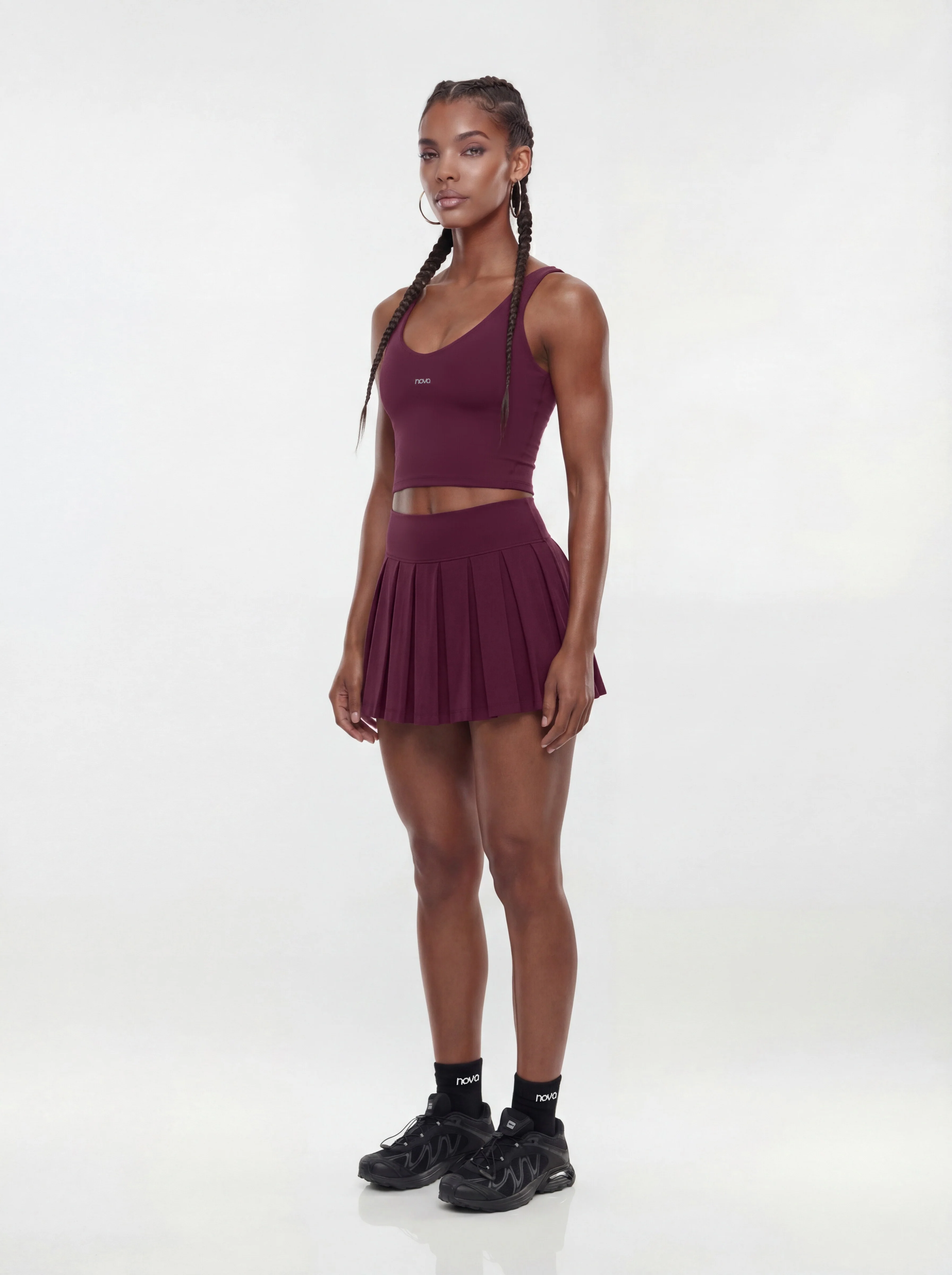 ProStretch™ Pleated Mini Skort - Merlot