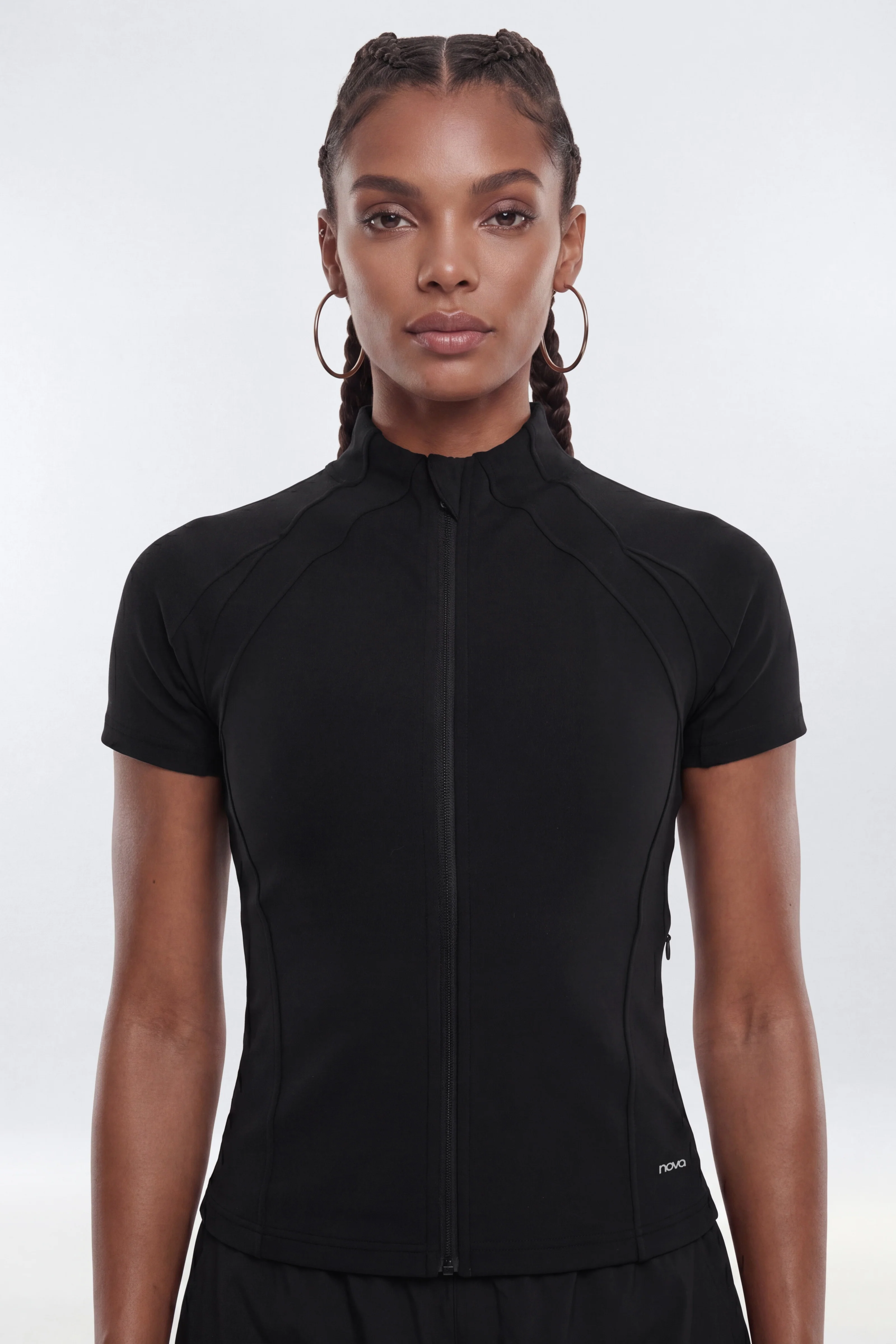 ProStretch™ Short Sleeve Front Zip Sports Jacket - Black