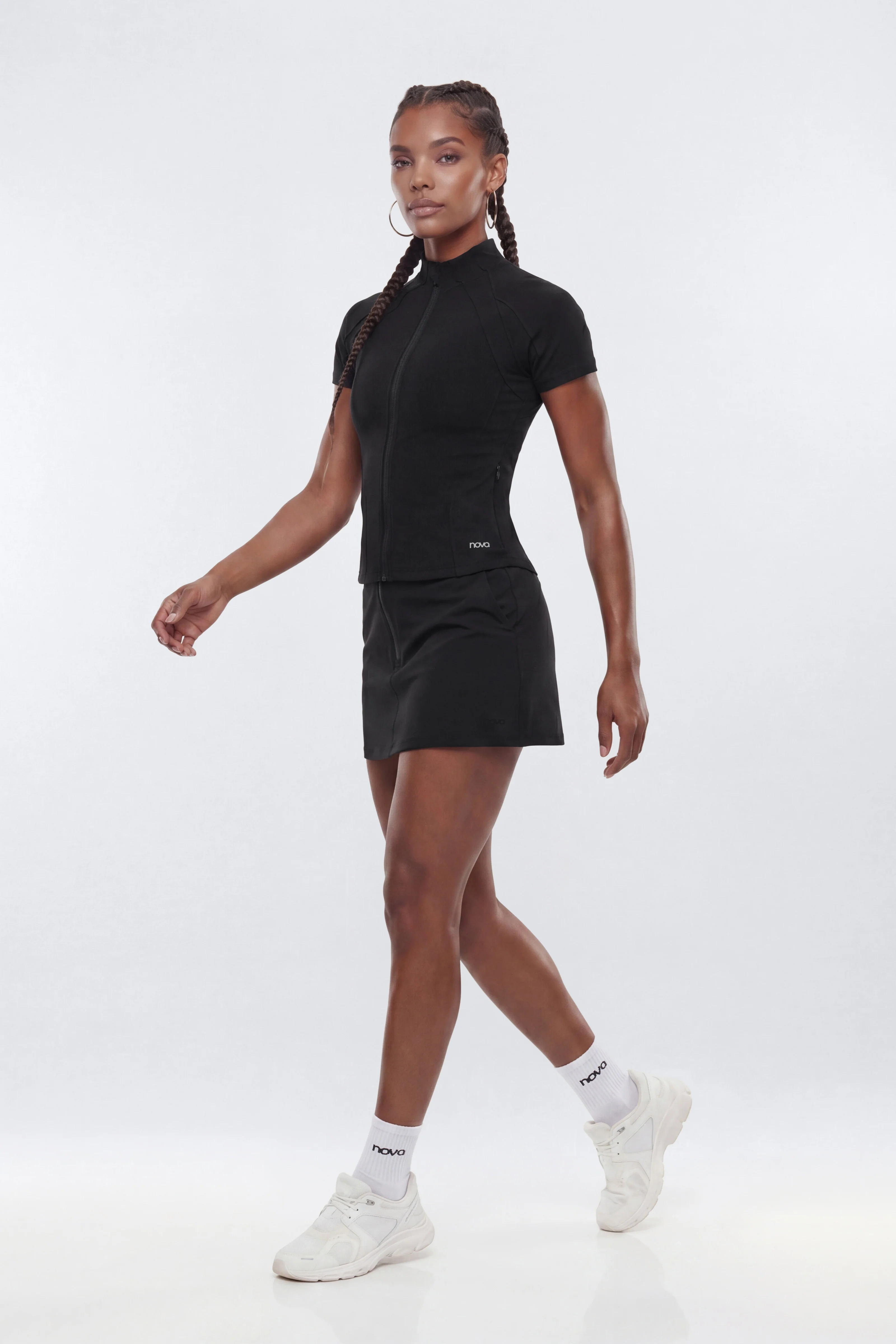 ProStretch™ Short Sleeve Front Zip Sports Jacket - Black - Image 3