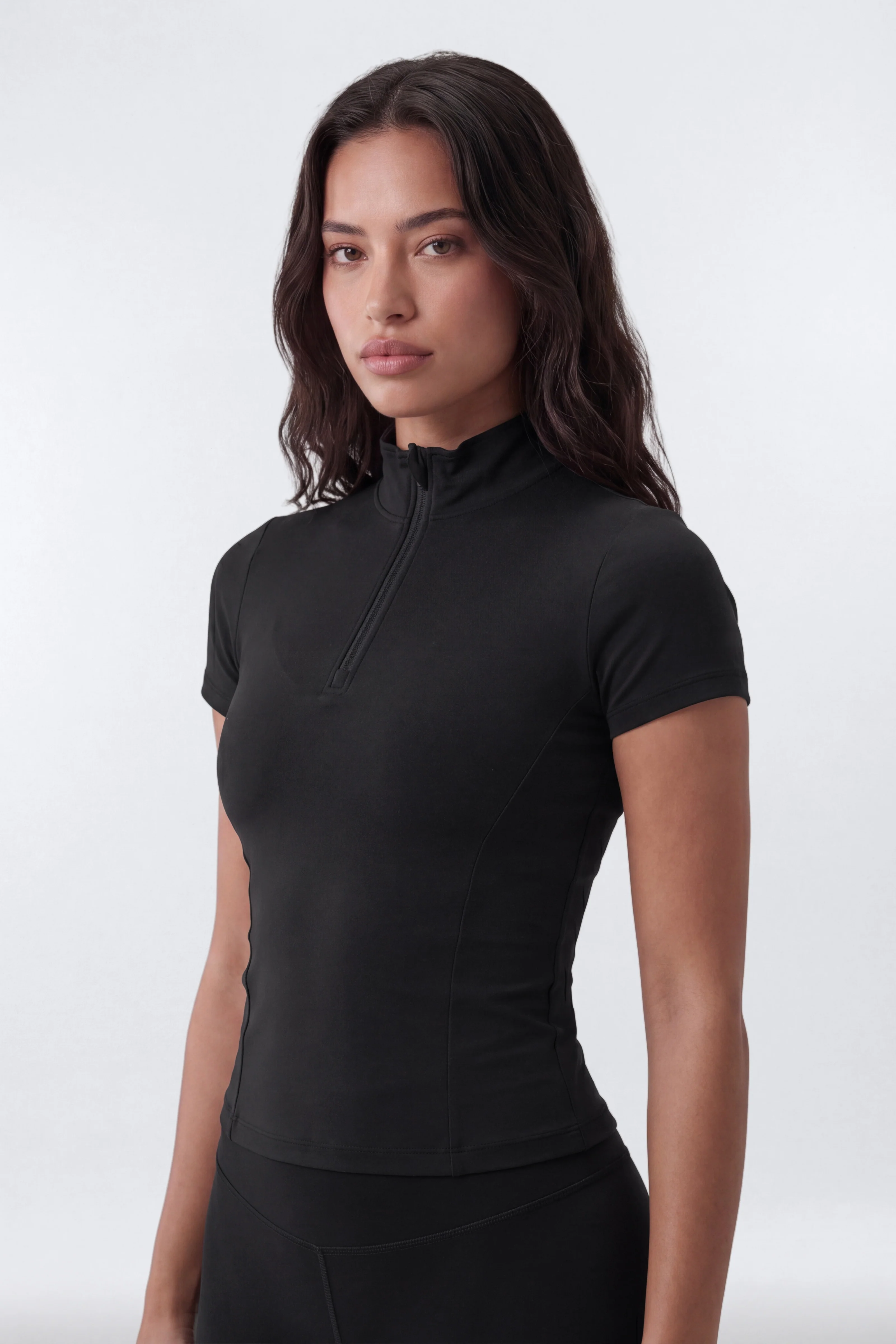 ProStretch™ Short Sleeve Quarter Zip Top - Black
