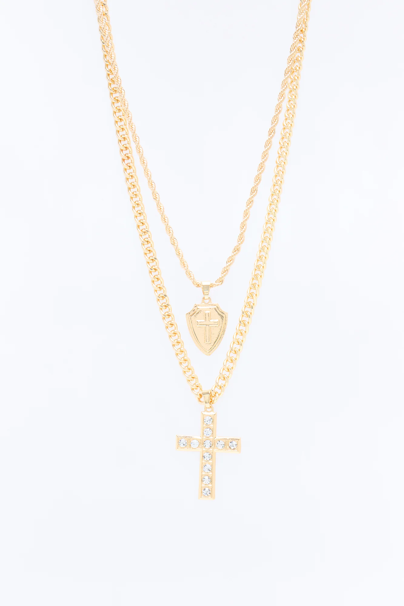 Protect My Faith Necklace Set - Gold