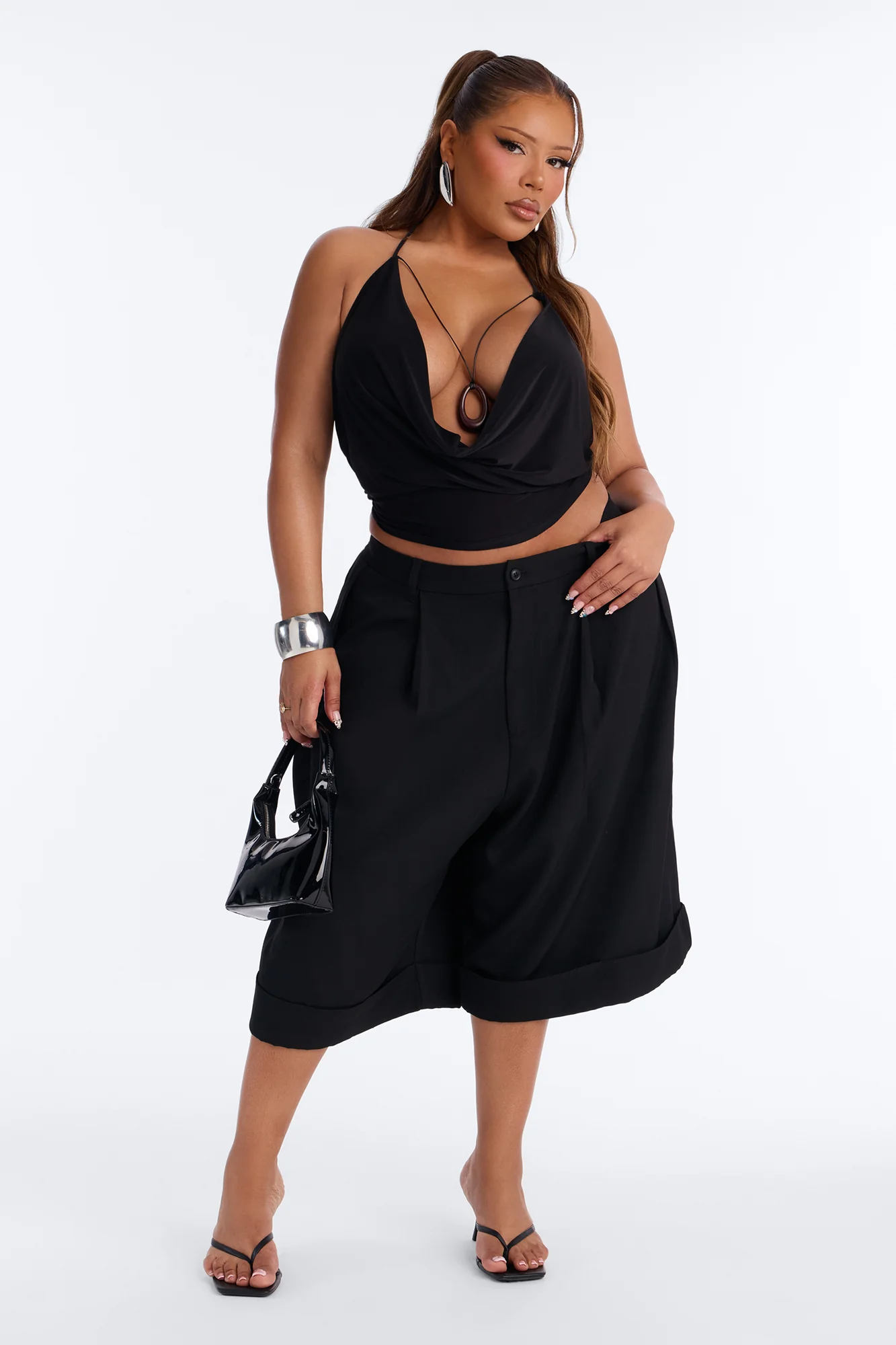 Puerto Rico Islands Hardware Cowl Neck Top - Black - Image 5