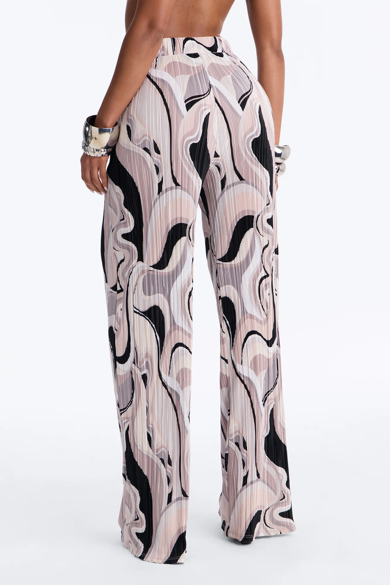 Pure Bliss Printed Plisse Pant - Grey/combo - Image 4