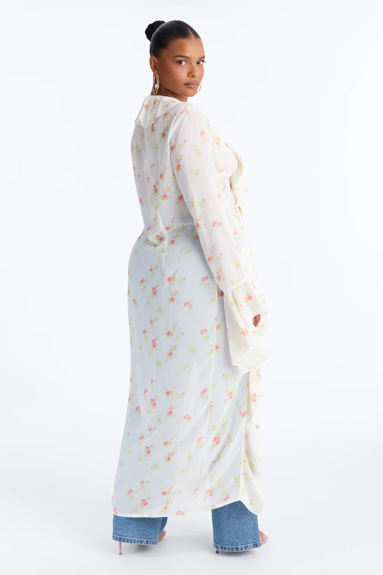 Pure Confidence Ditsy Floral Tie Front Maxi Top - Sage/combo - Image 8