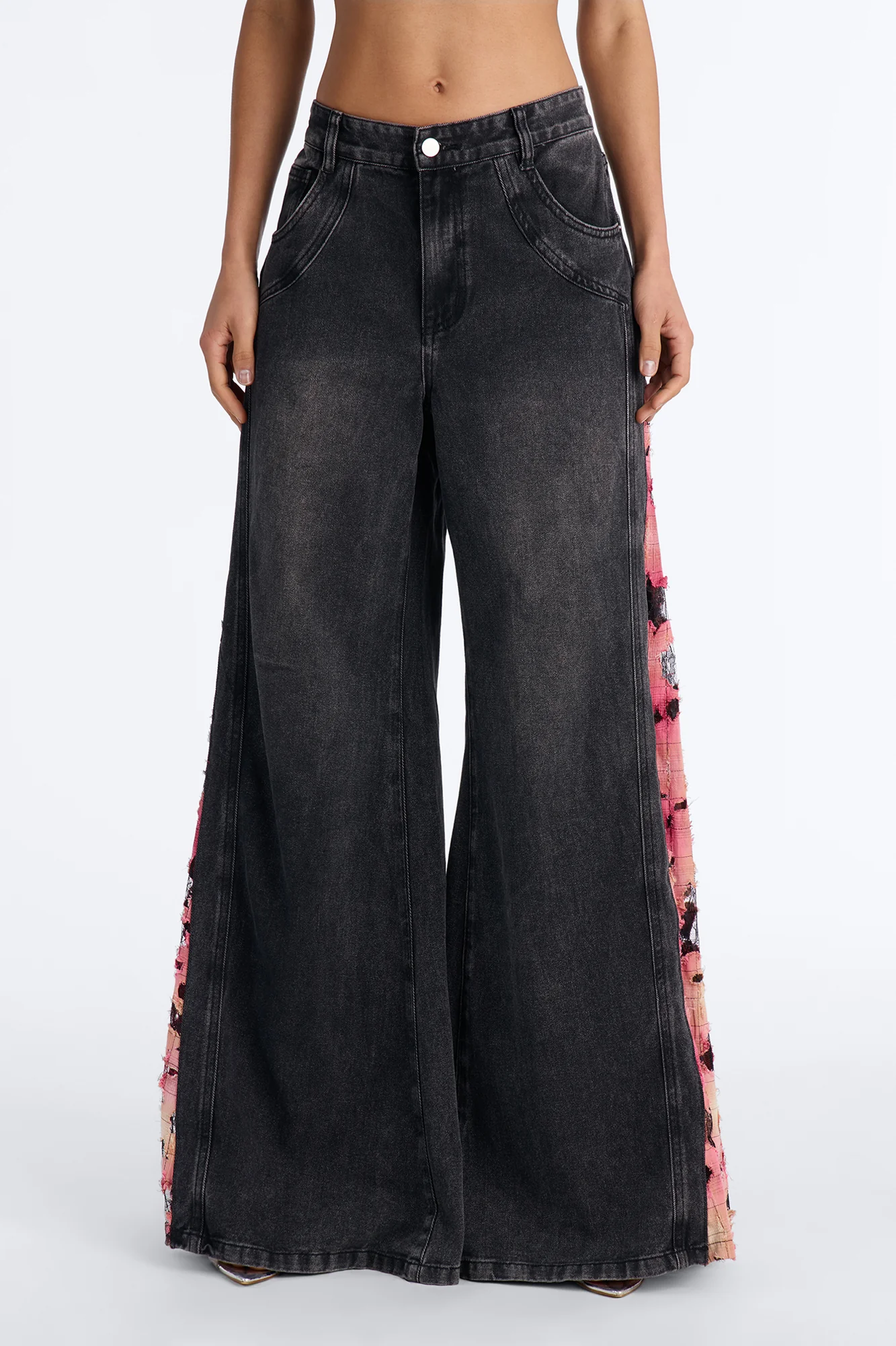 Pure Emotion Mid Rise Wide Leg Jeans - Black Wash - Image 3