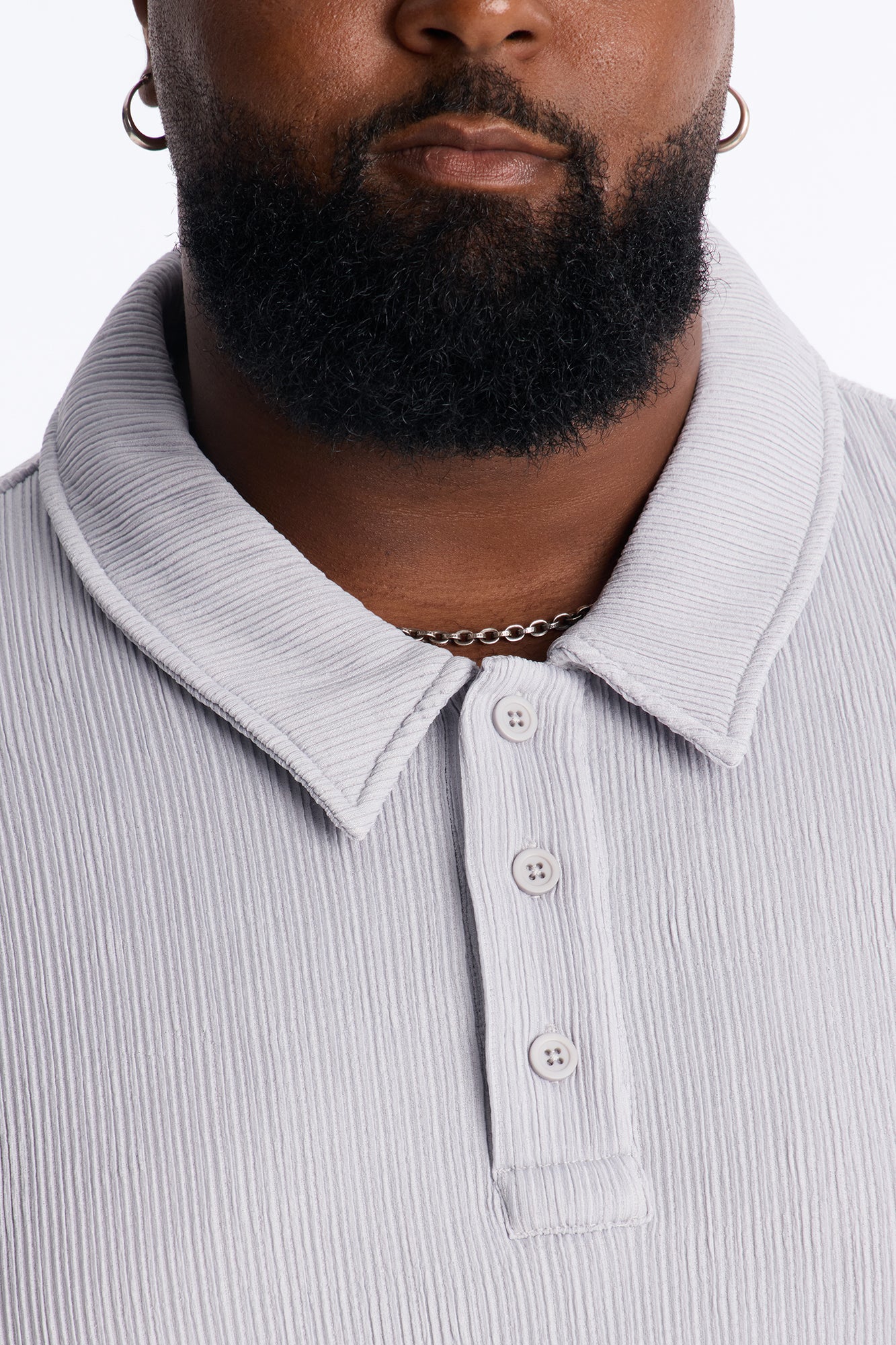 Pure Form Plisse Polo - Grey - Image 7