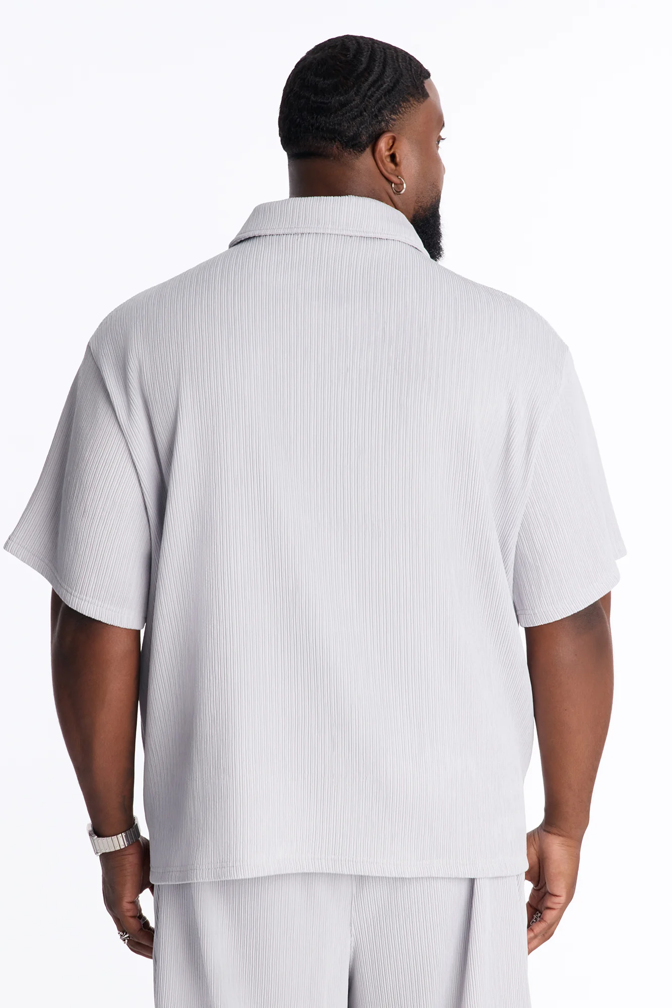 Pure Form Plisse Polo - Grey - Image 8