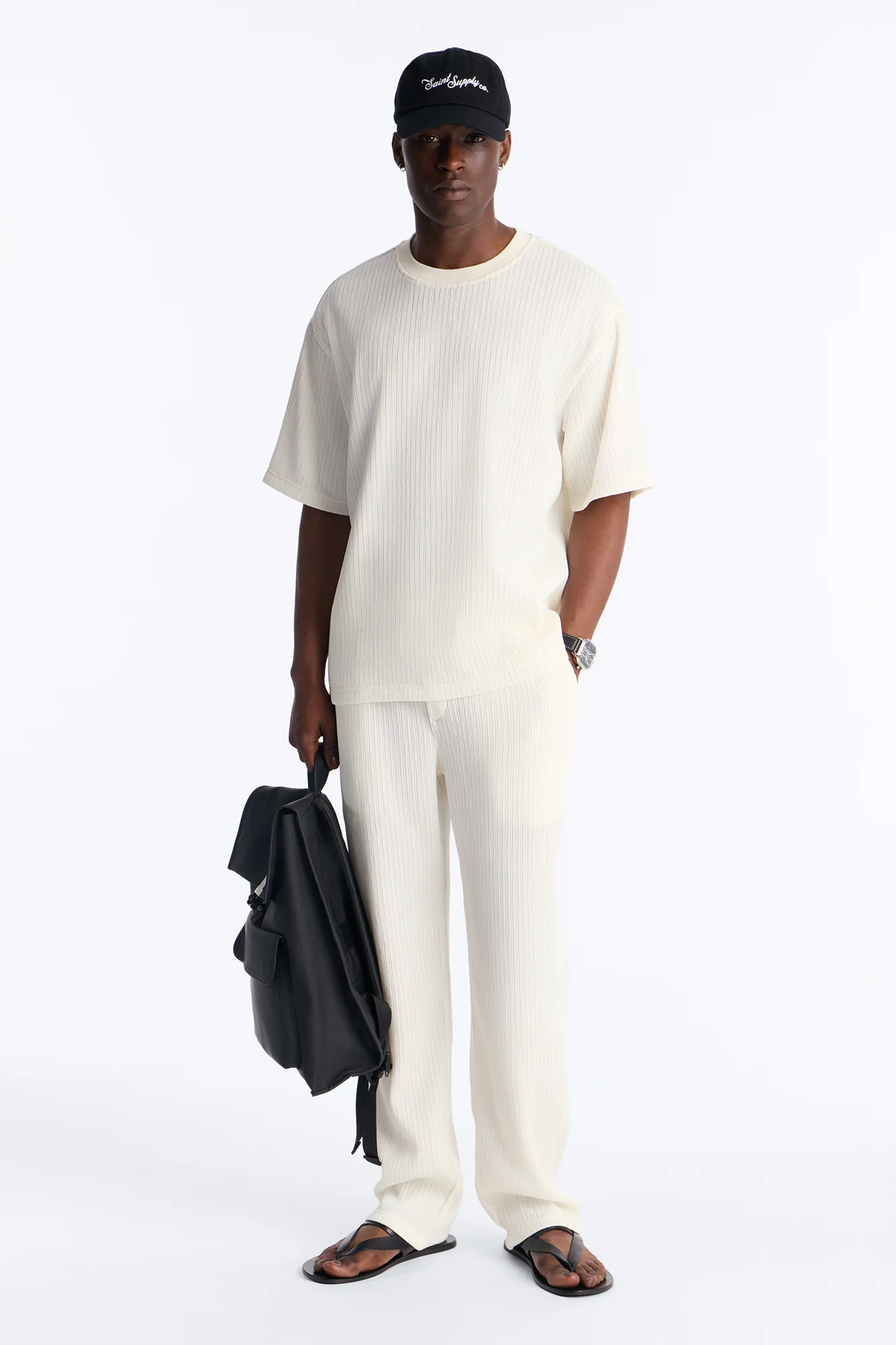 Pure Form Plisse Straight Leg Pant - Cream - Image 2