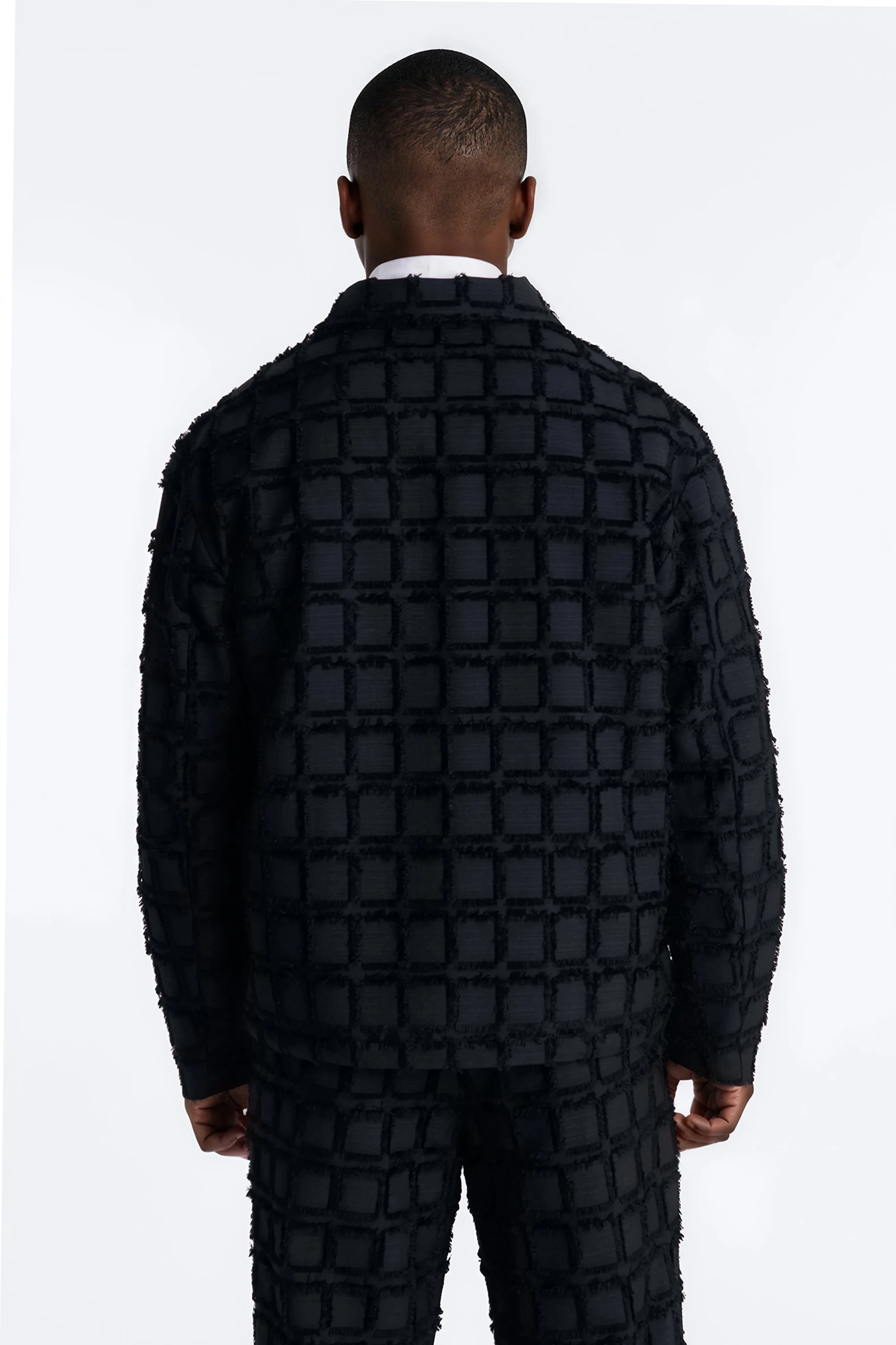 Quadrate Textured Zip Jacket - Black - Image 4