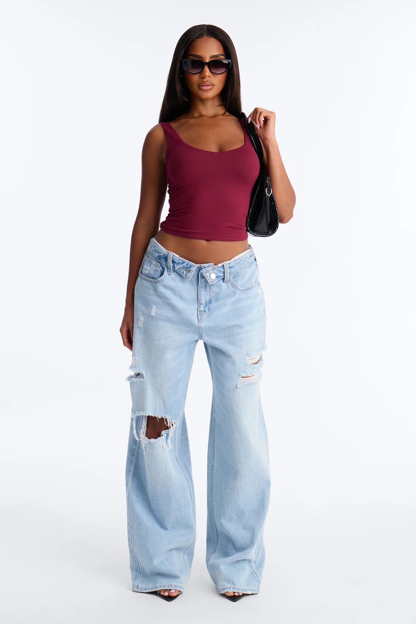 Quinn Double Lined Tank Top - Burgundy - Image 2