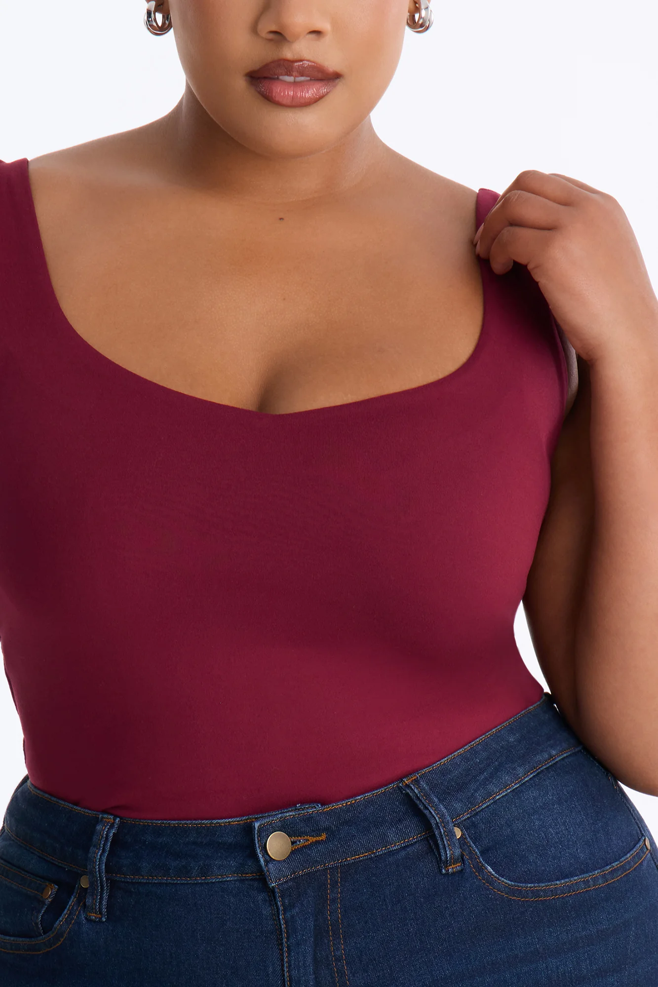 Quinn Double Lined Tank Top - Burgundy - Image 7