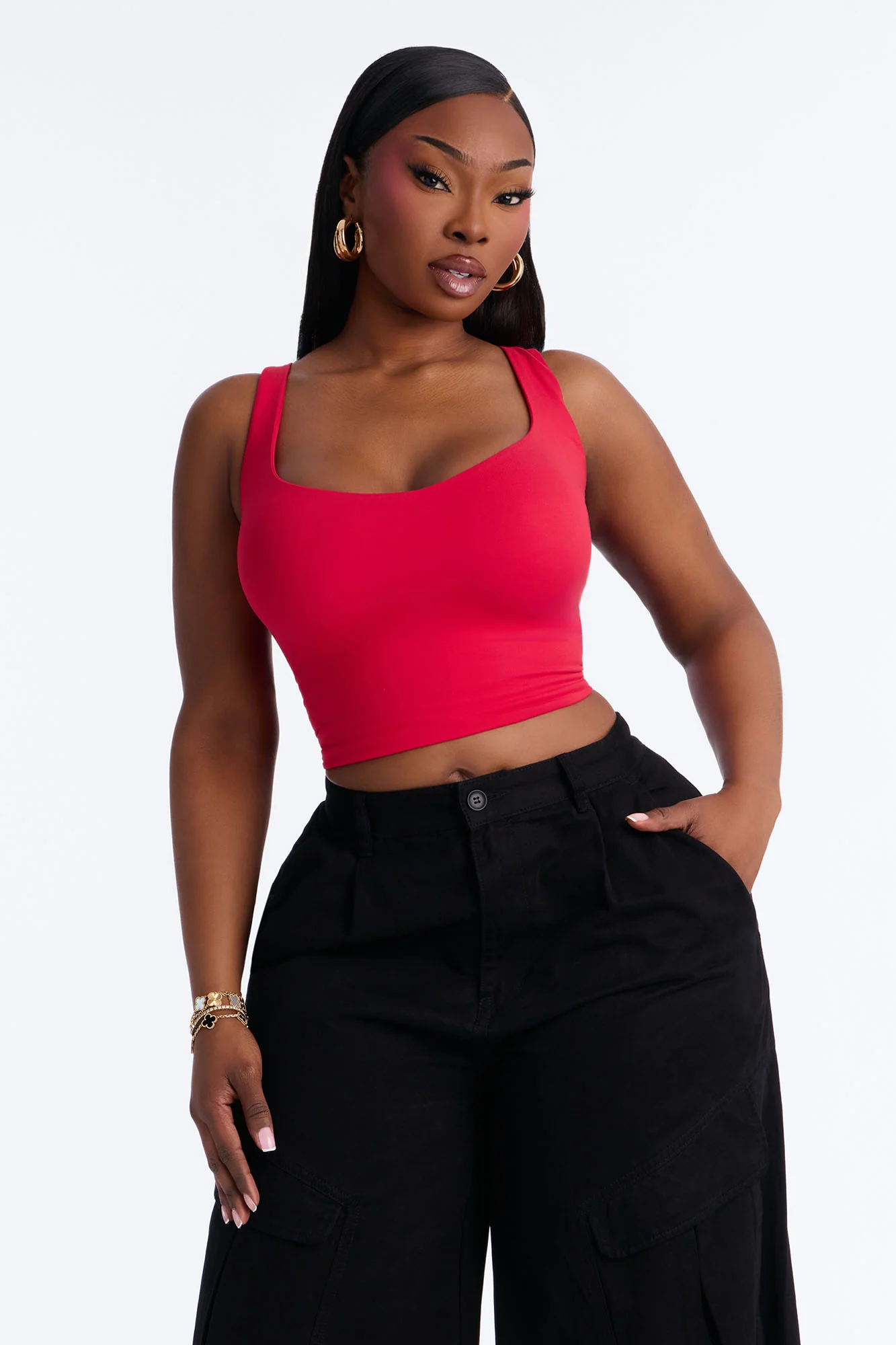 Quinn Double Lined Tank Top - Red - Image 5