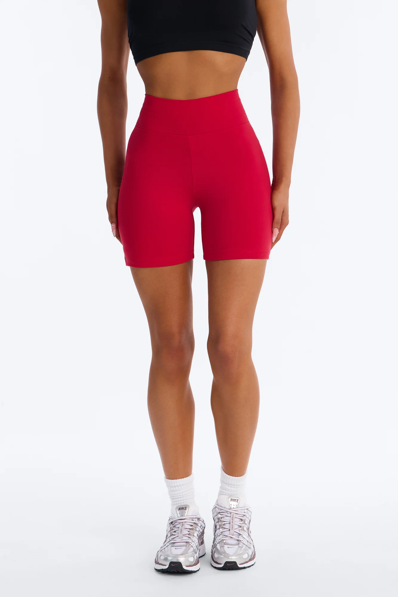 Quinn Mid Rise Everyday Cotton Biker Short 5″ - Red - Image 2