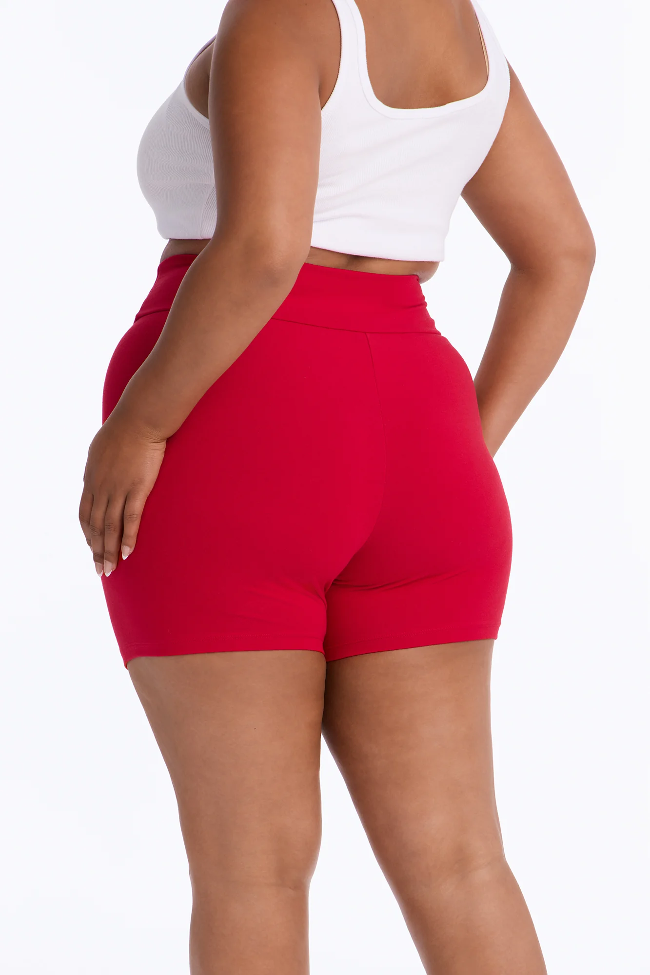 Quinn Mid Rise Everyday Cotton Biker Short 5″ - Red - Image 7