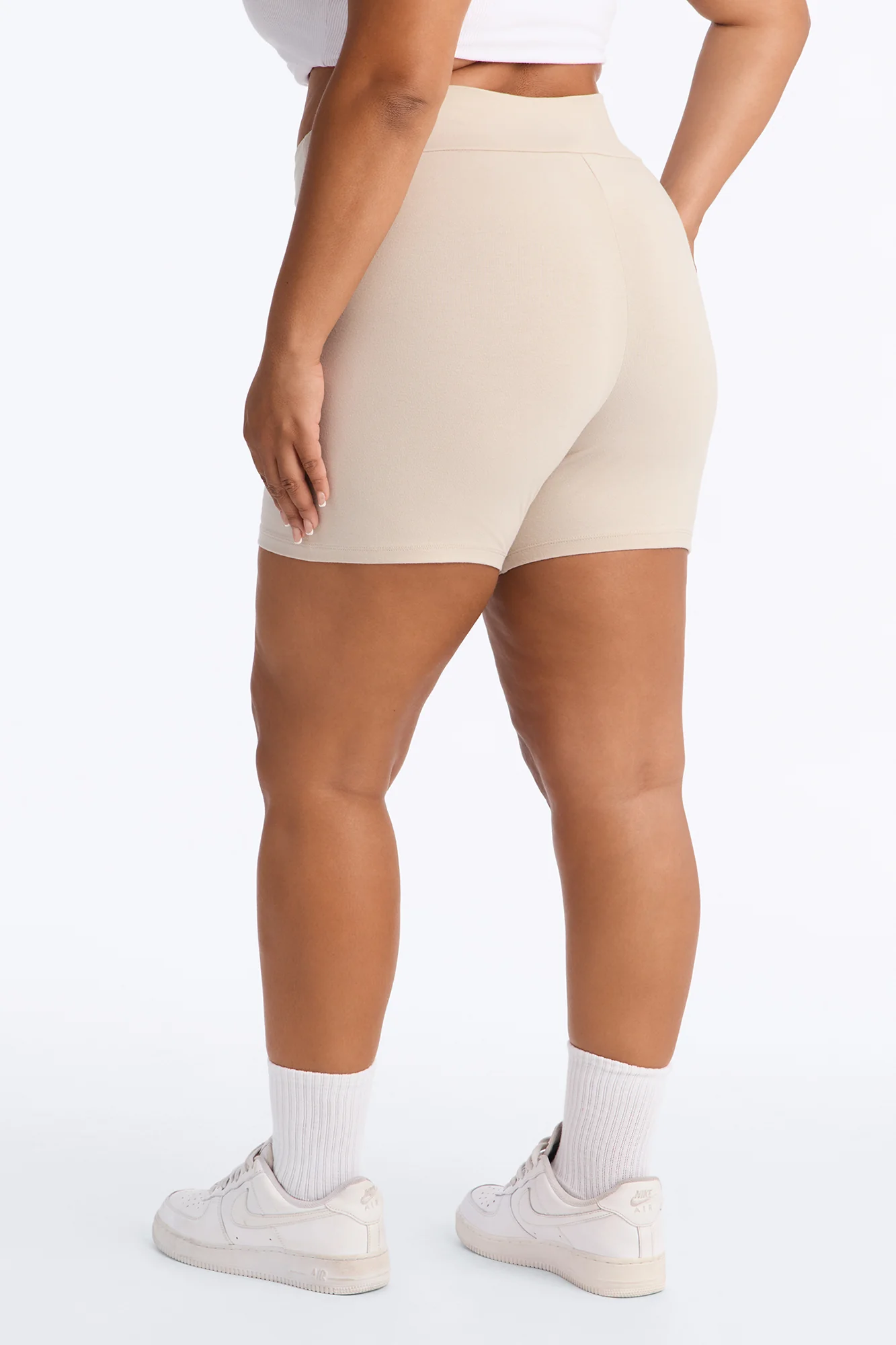 Quinn Mid Rise Everyday Cotton Biker Short 5″ - Stone - Image 7