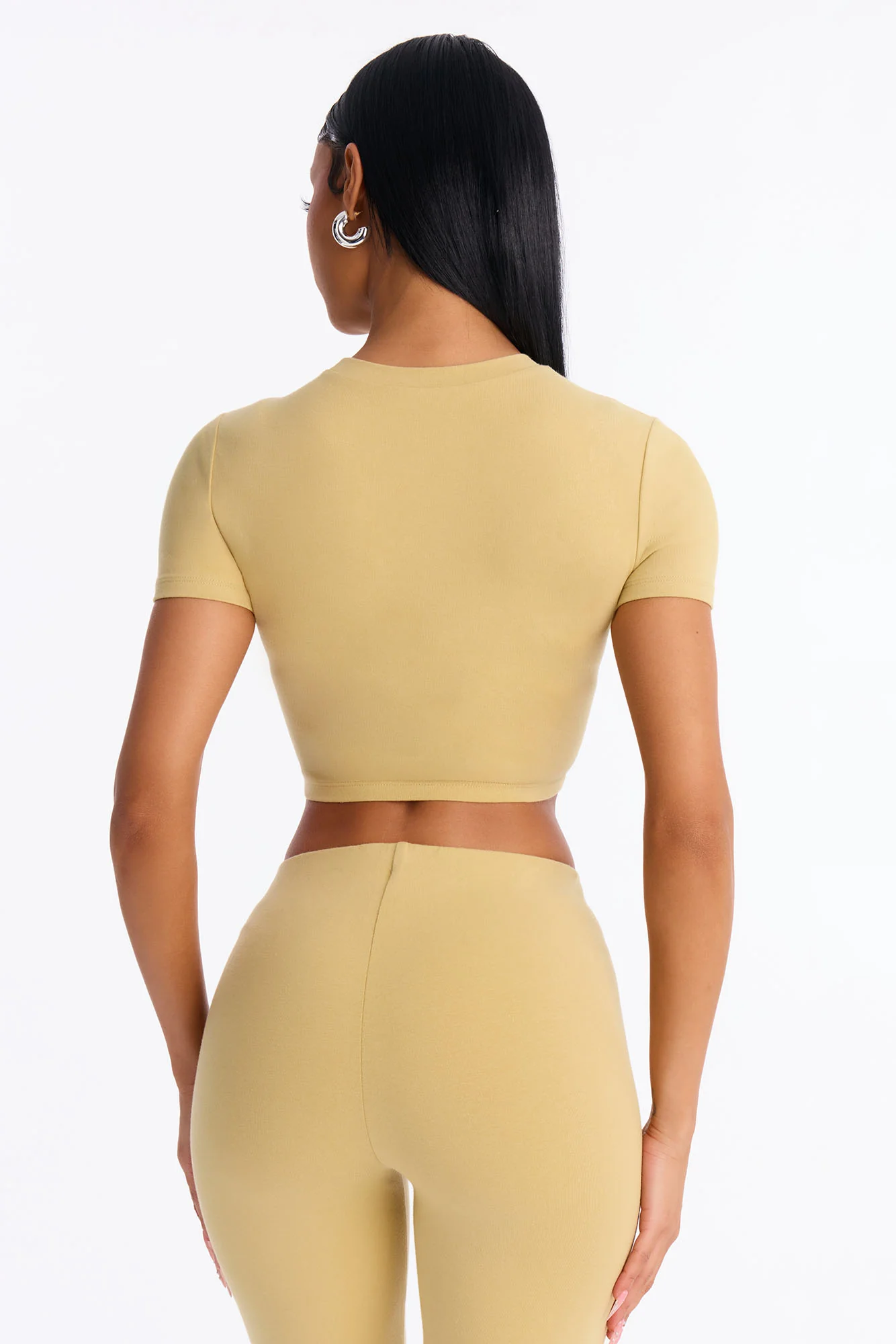 Quinn Short Sleeve Super Cropped Tee - Honey - Image 4