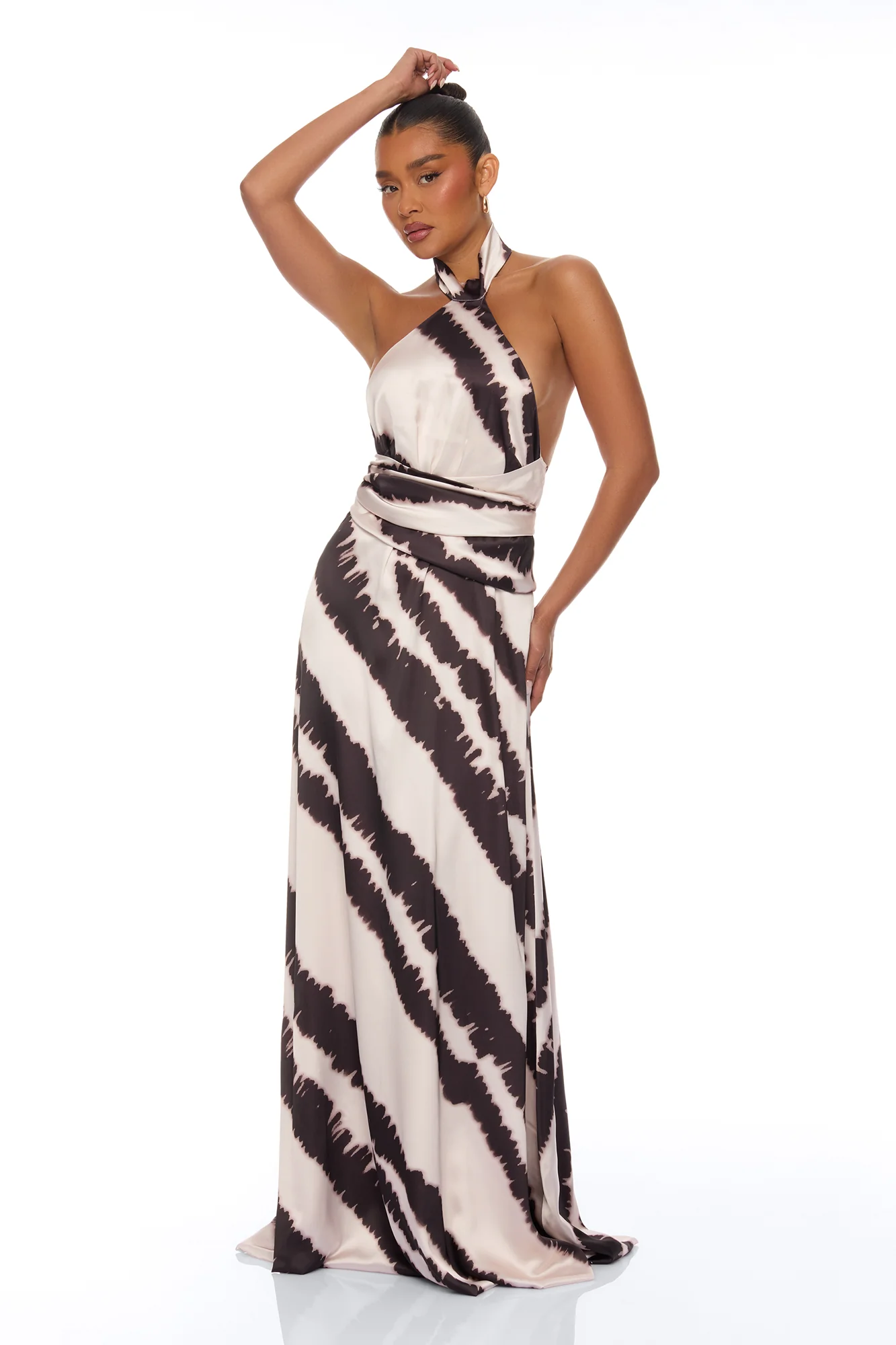 Radiant Energy Satin Maxi Dress - Black/combo