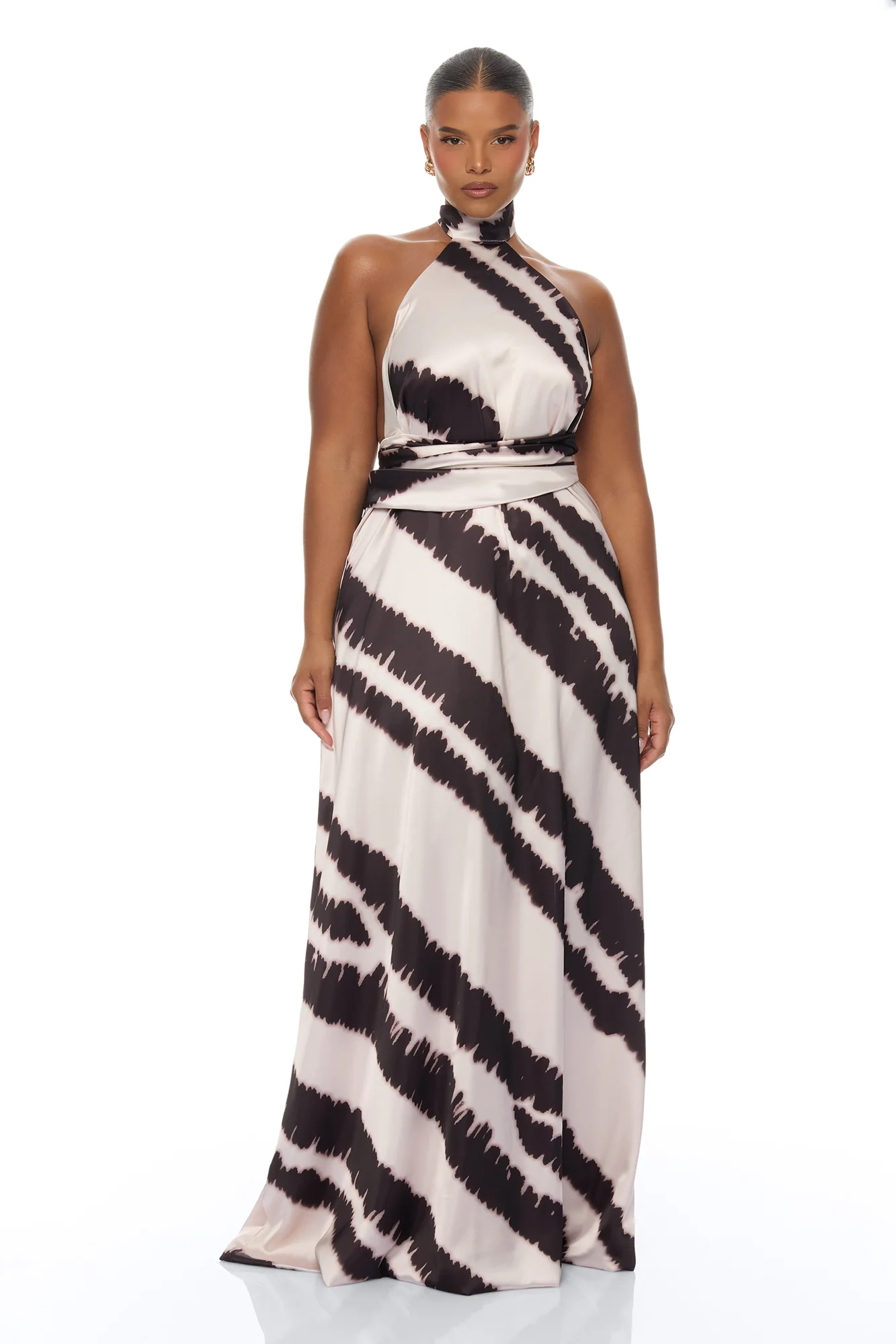 Radiant Energy Satin Maxi Dress - Black/combo - Image 5
