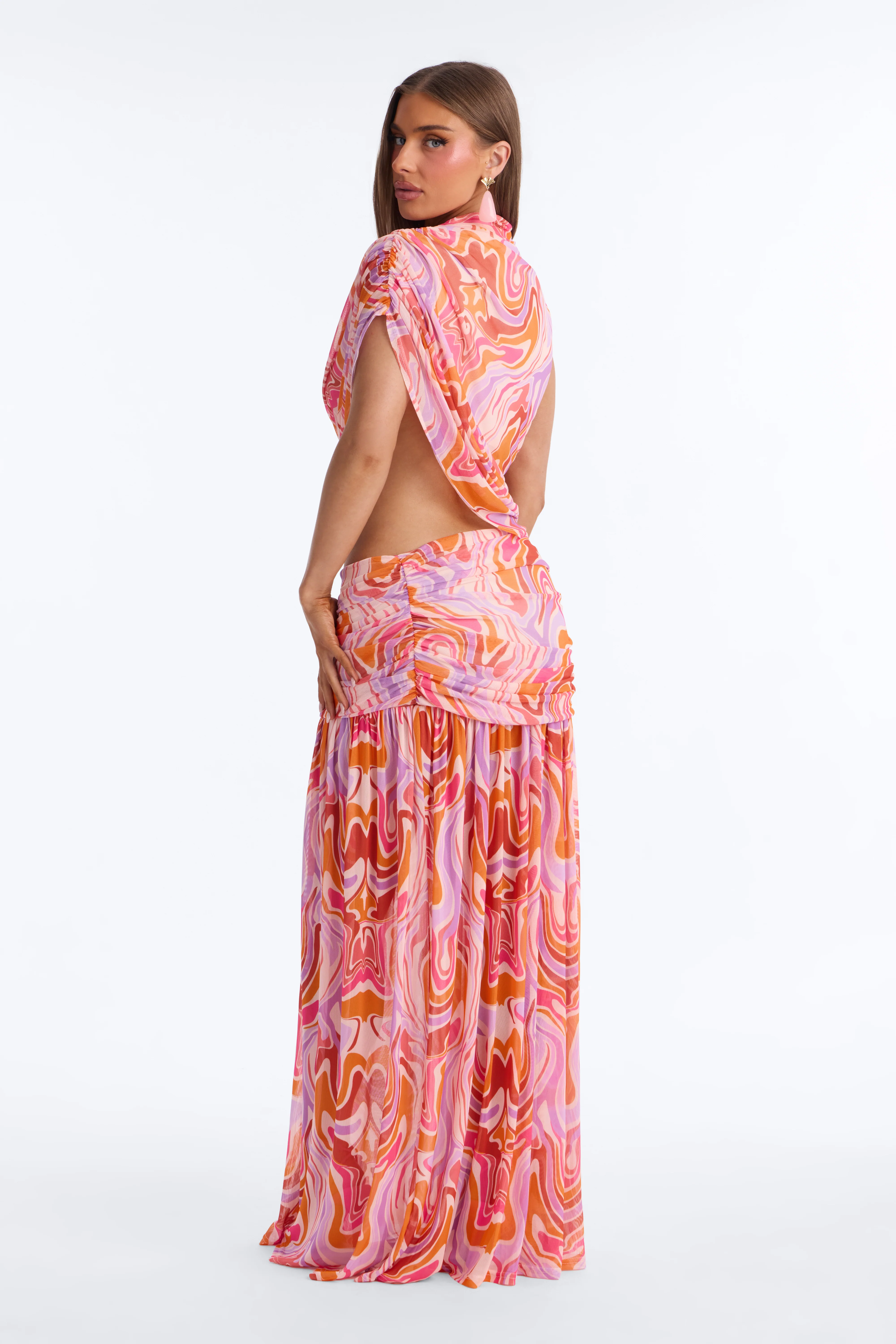 Raina Mesh Maxi Dress - Pink/combo - Image 4