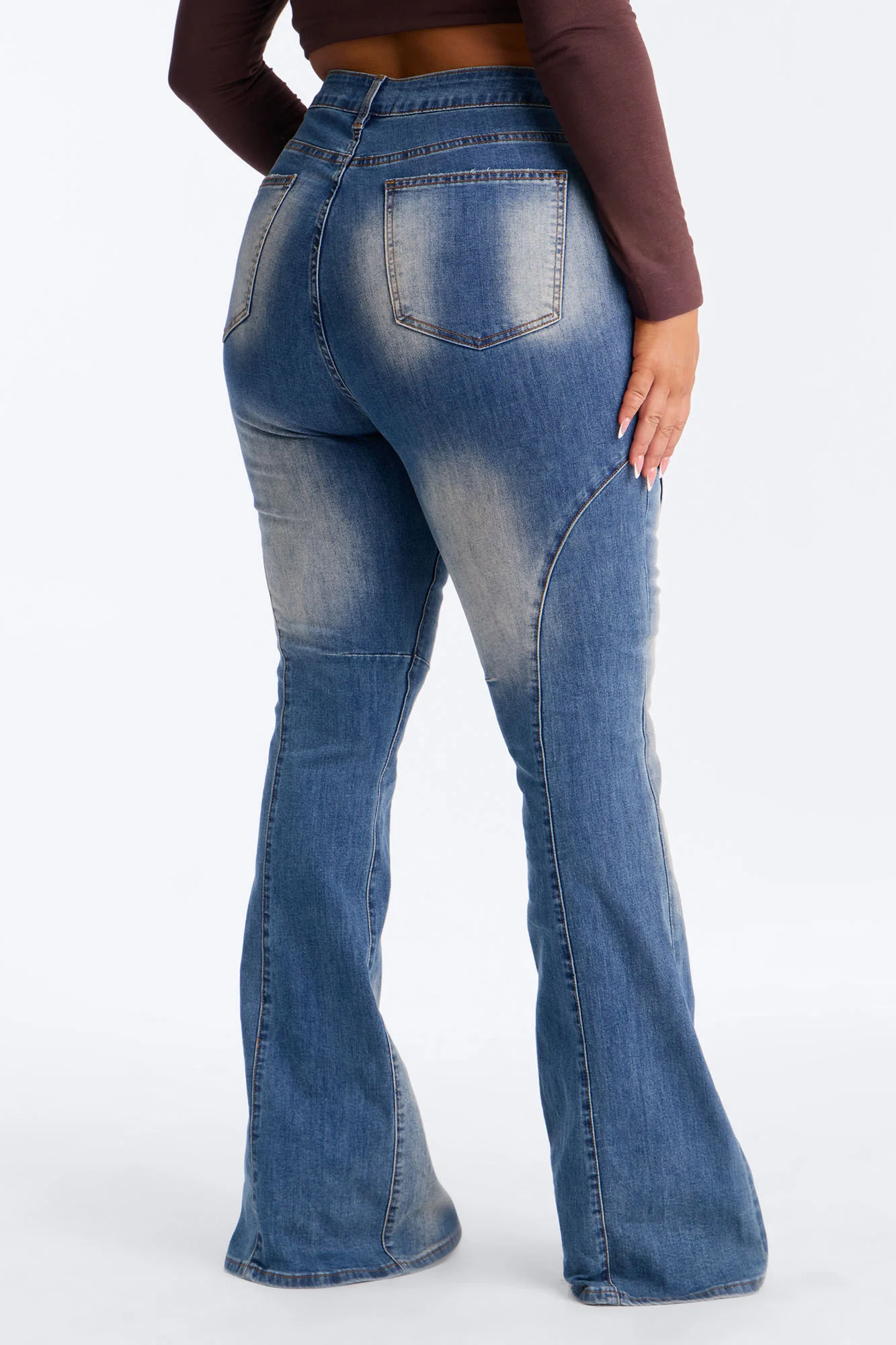 Raleigh Mid Rise Flare Jeans - Dark Wash - Image 8